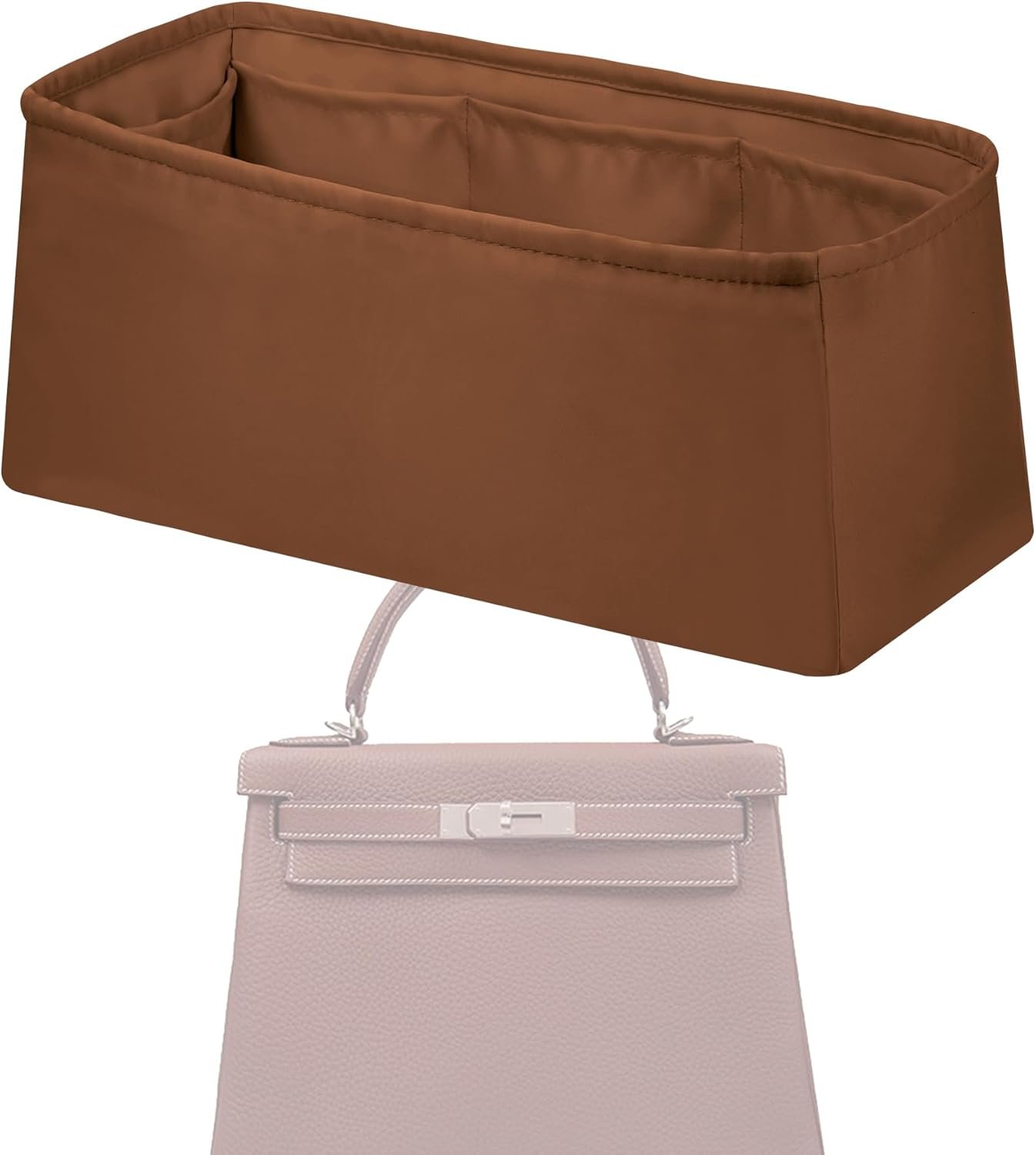 Purse Handbag Silky Organizer Insert Keep Bag Shape Fits Herme Kelly Pochette/Mini2/20/25/32/35/40 bags, Luxury Handbag Tote Lightweight Sturdy(Kelly Mini2,Gold)