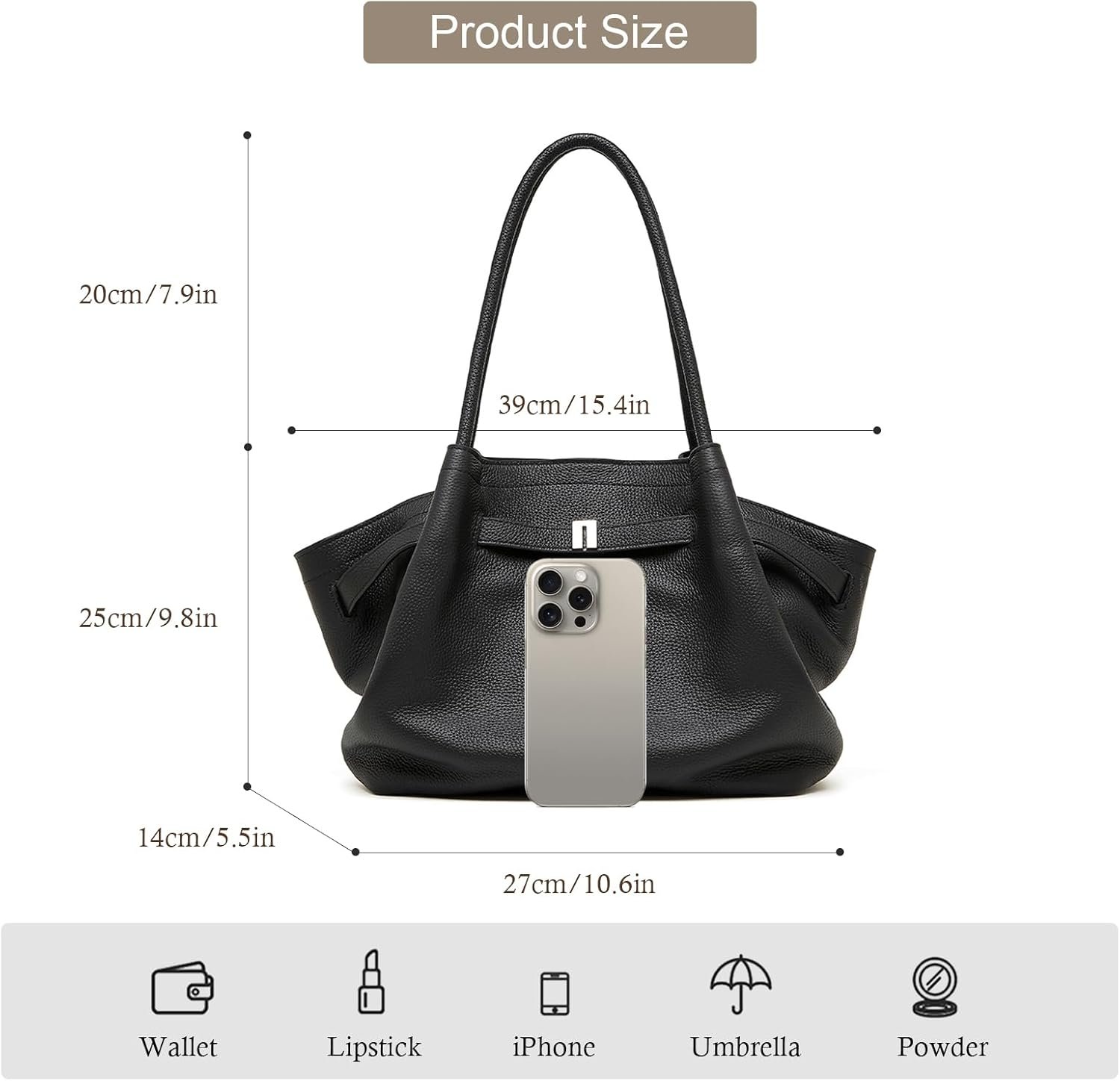 Leather Tote Bags for Women, Spacious Work Tote with Magnetic Closure Pocket, Minimalist Office Bags - Image 3