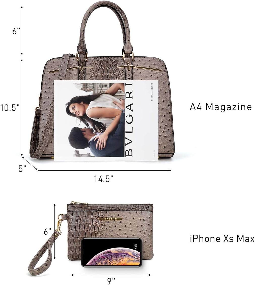 Women Handbag Wallet Tote Shoulder Hobo Bag Top Handle Satchel Purse Set 2pcs with 3 Compartments - Image 3