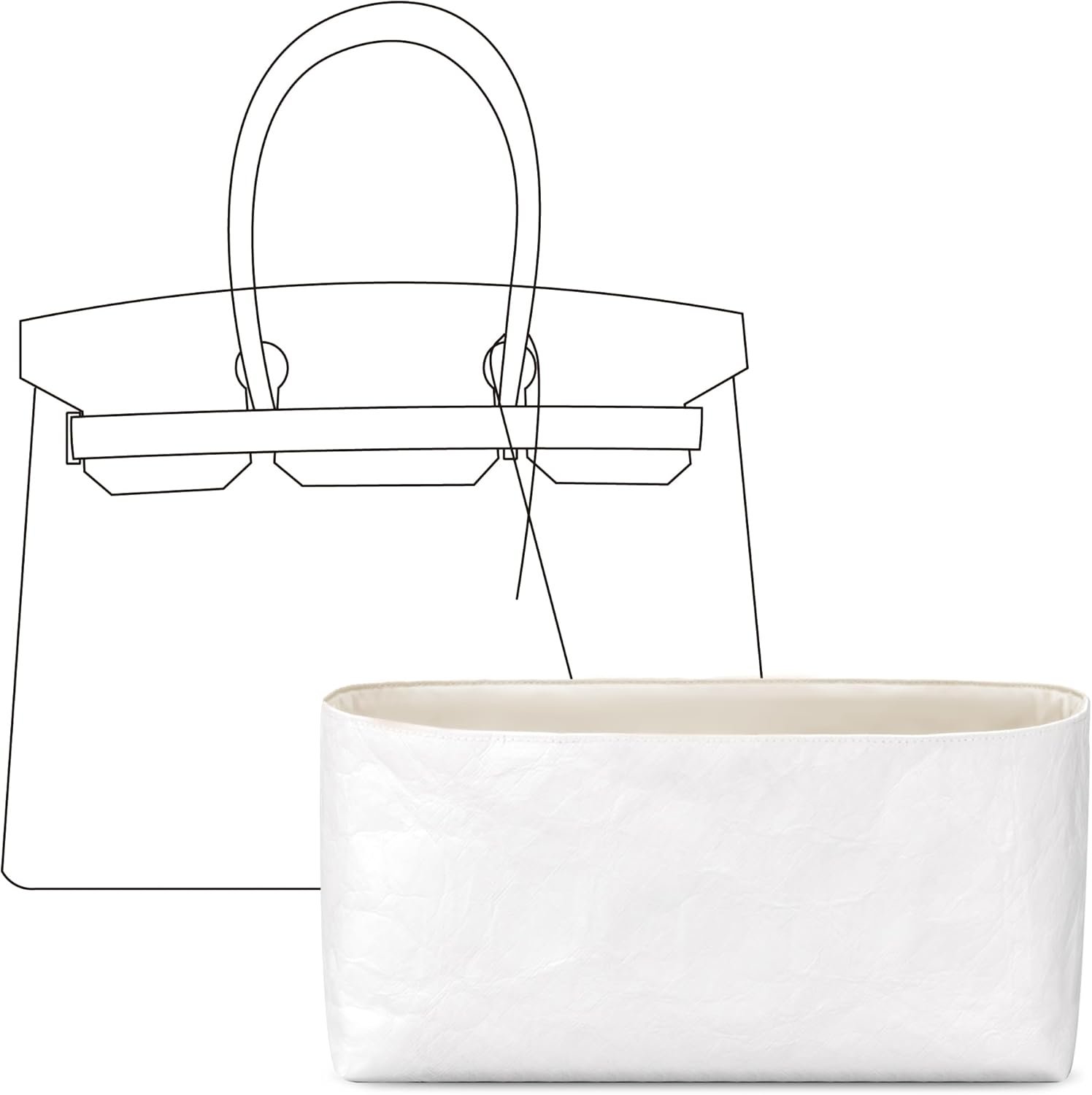 Purse Organizer Insert for HERMES Birkin 25 Handbag,Custom Fit Inside Premium Craie Lightweight WaterResistant Tote Bag Insert Accessories