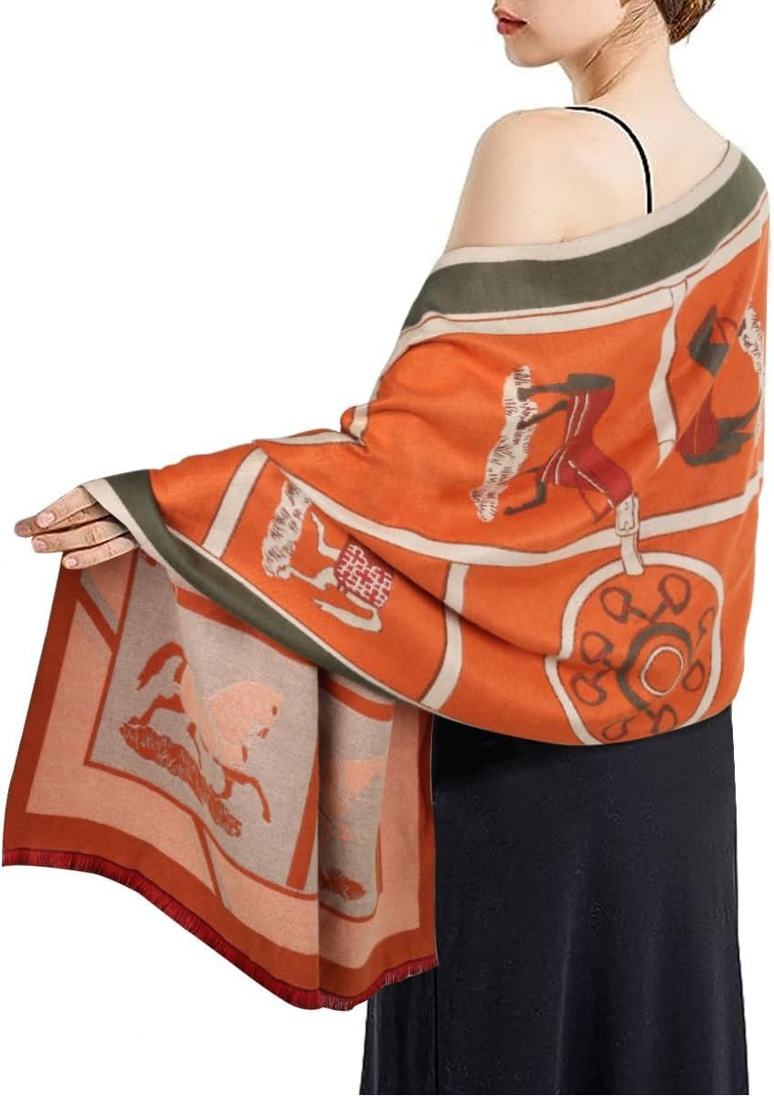 EXTREE Scarfs for Women Pashmina Silky Shawl Wrap for Evening Dressing Blanket Open Front Poncho Cape - Image 3