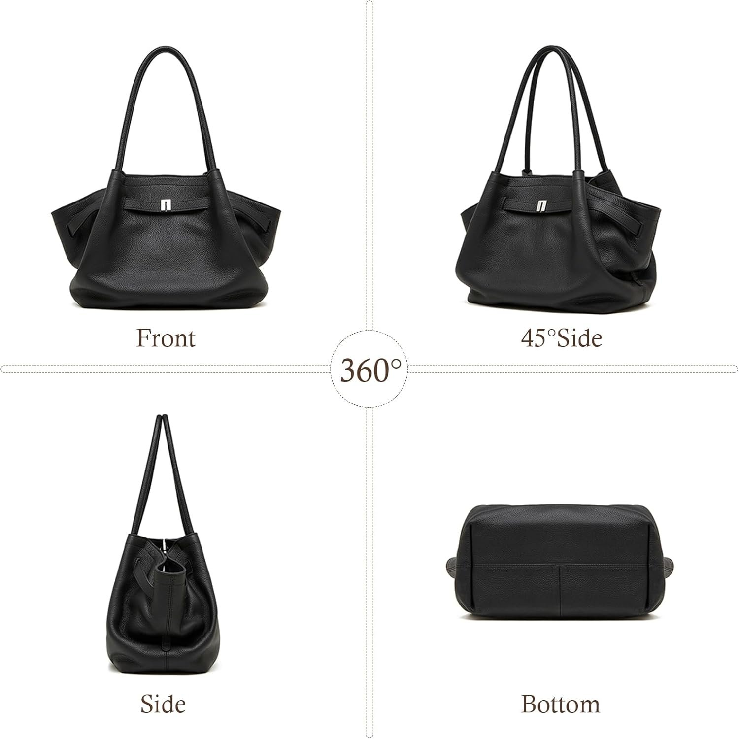 Leather Tote Bags for Women, Spacious Work Tote with Magnetic Closure Pocket, Minimalist Office Bags - Image 6