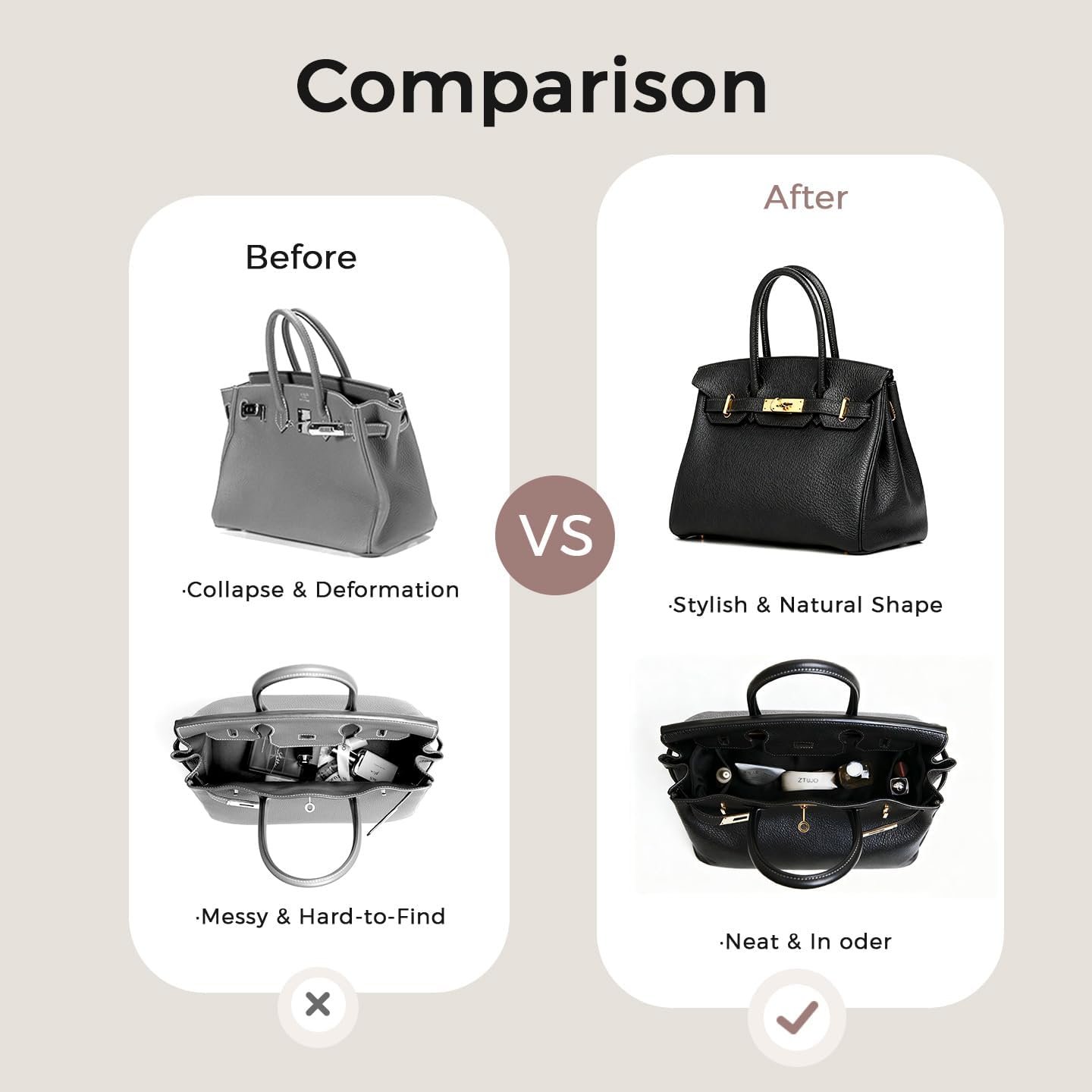 ZTUJO Silky Purse Organizer For Birkin, Luxury Purse Organizer Insert (Black, BK30) - Image 8