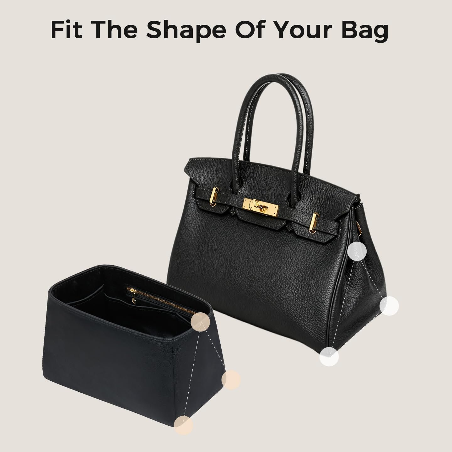 ZTUJO Silky Purse Organizer For Birkin, Luxury Purse Organizer Insert (Black, BK30) - Image 4