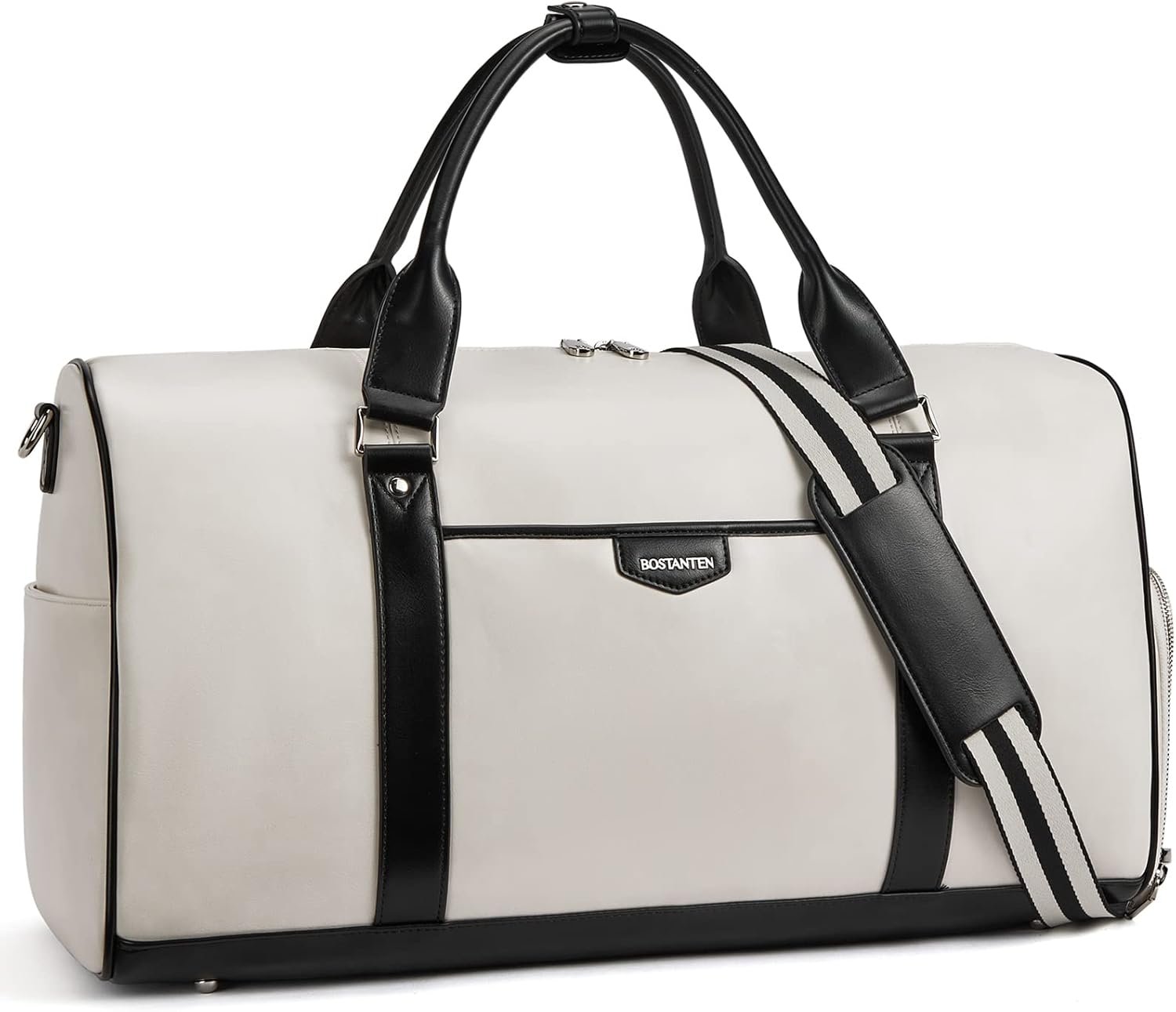 BOSTANTEN Weekender Bags for Women Leather Duffle Large Travel Bag Carry On Duffel with Shoe Compartment