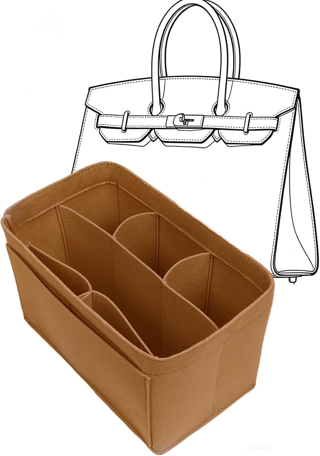 Handbag Organizer for Bir.kin 25/30/35/40,Bir.kin 25/30/35 Organizer Insert (Brown, for Birkin 40)