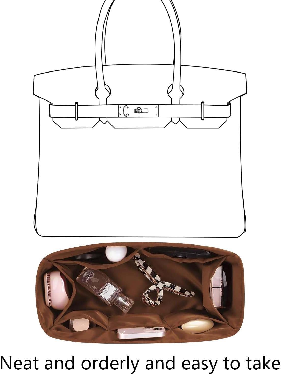 Purse Organizer Insert for Hermes birkin 30 Bags,Gold,Luxury Bags Storage with Silk, Lightweight Shaper for Daily Use, Pockets Large Capacity. - Image 2