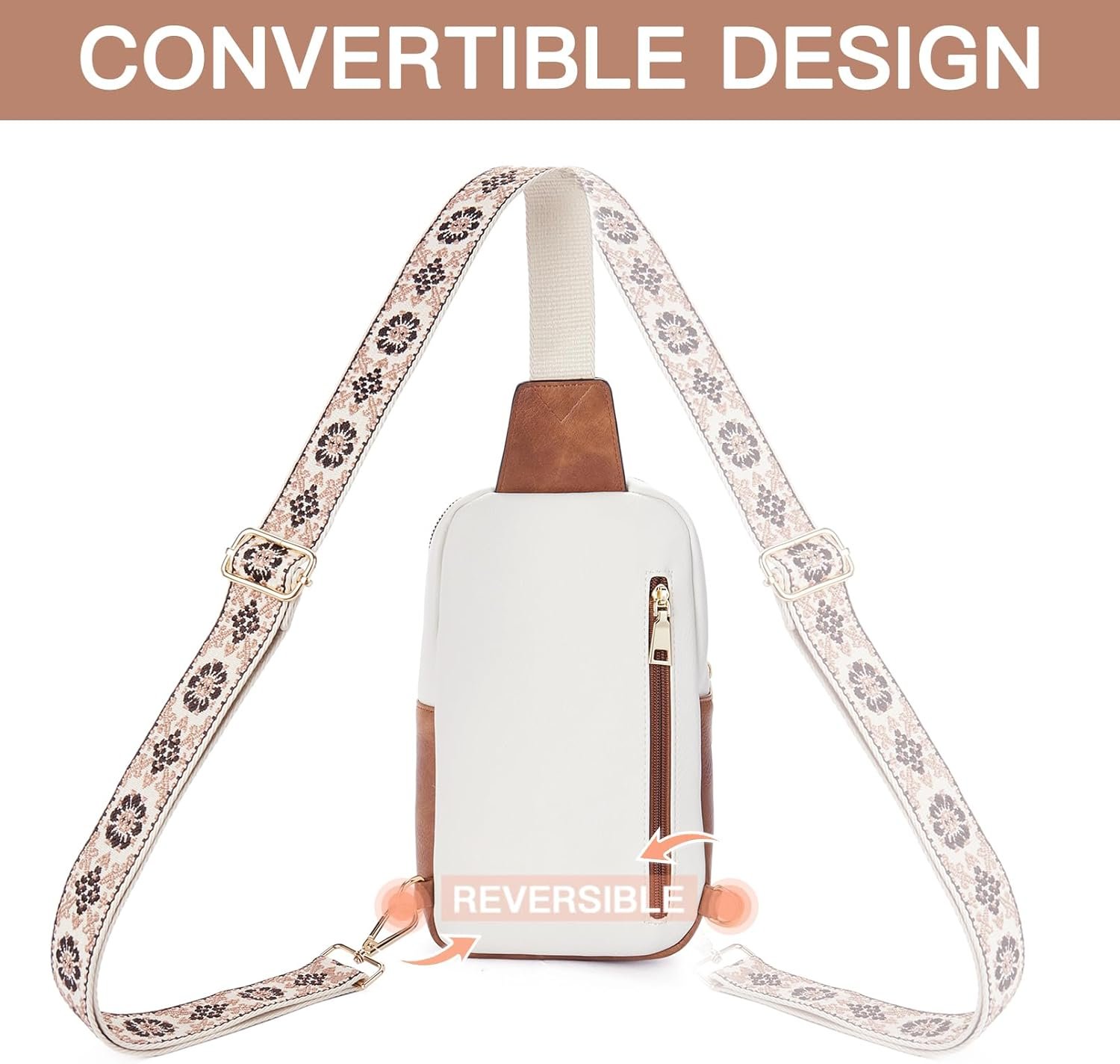 Telena Large Sling Bag Crossbody Bags for Women Fanny Packs Cross Body with Adjustable Strap Beige Brown - Image 6