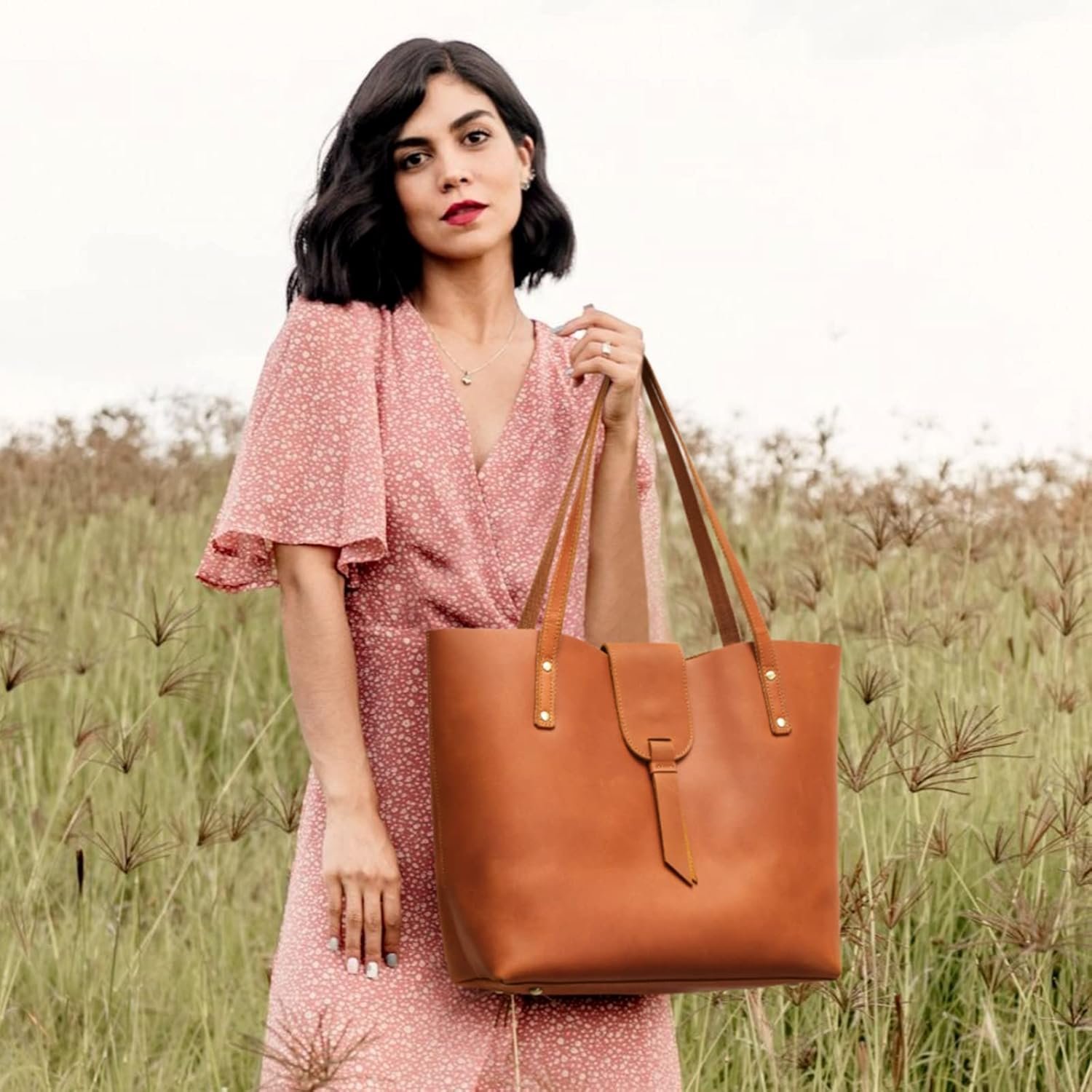 S-ZONE Genuine Leather Tote Bag for Women with Purse Organizer Large Shoulder Handbags Work - Image 2