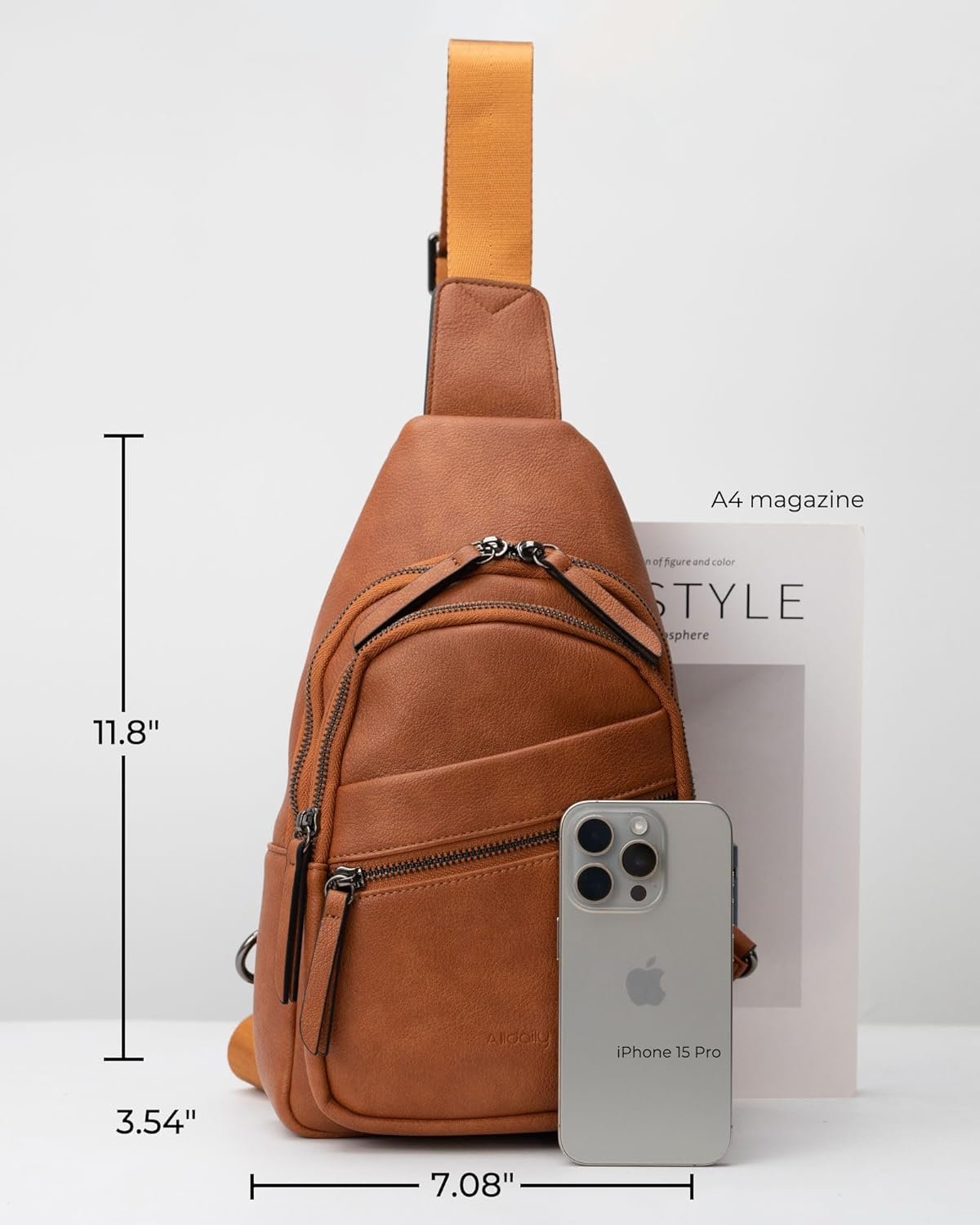 Alldaily Large Sling Bag for Women Crossbody Purse Leather Fashionable Trendy Chest Bag for Travel, Fanny Pack (Brown) - Image 6