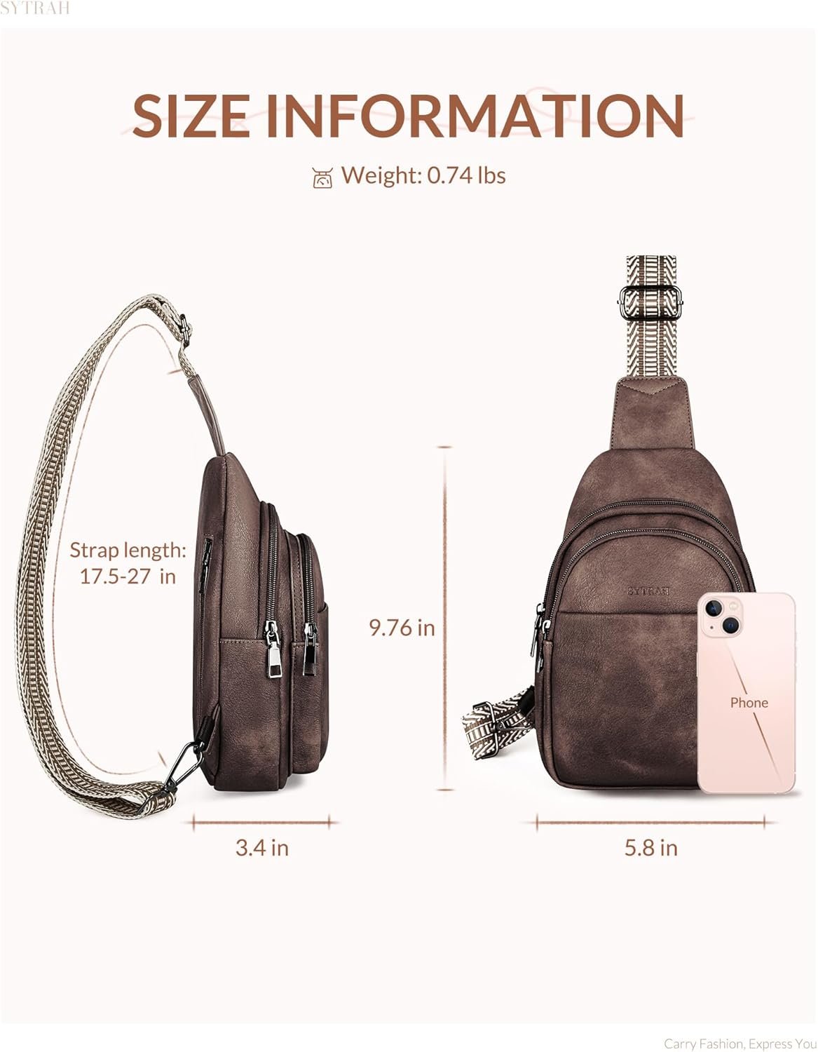 Sling Bag for Women, Crossbody Bags Purse for Women Trendy Vegan Leather Fanny Pack with Adjustable Strap - Image 5
