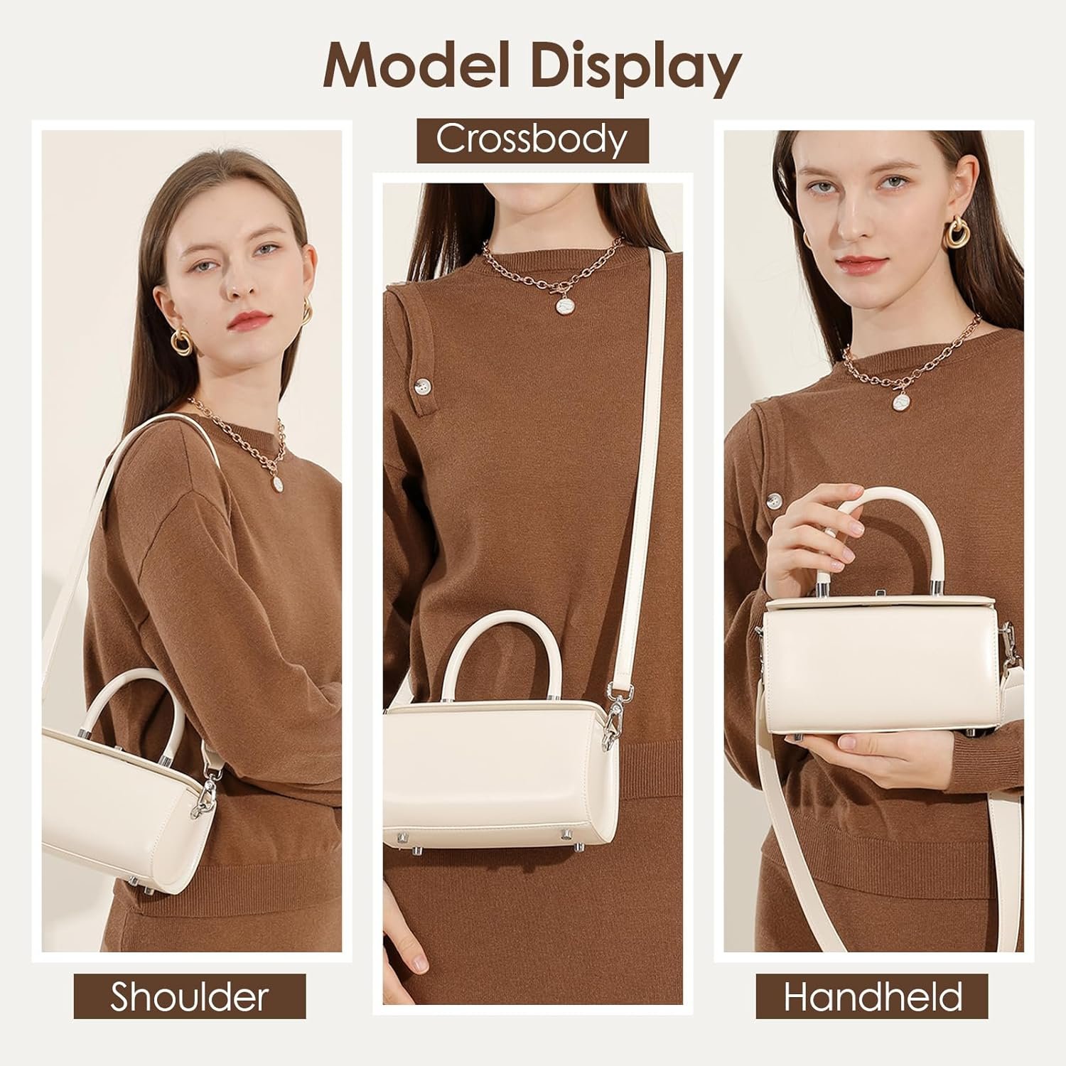 Leather Shoulder Bag for Women, Genuine Leather Crossbody Purses,Evening Bag with Adjustable Straps - Image 5