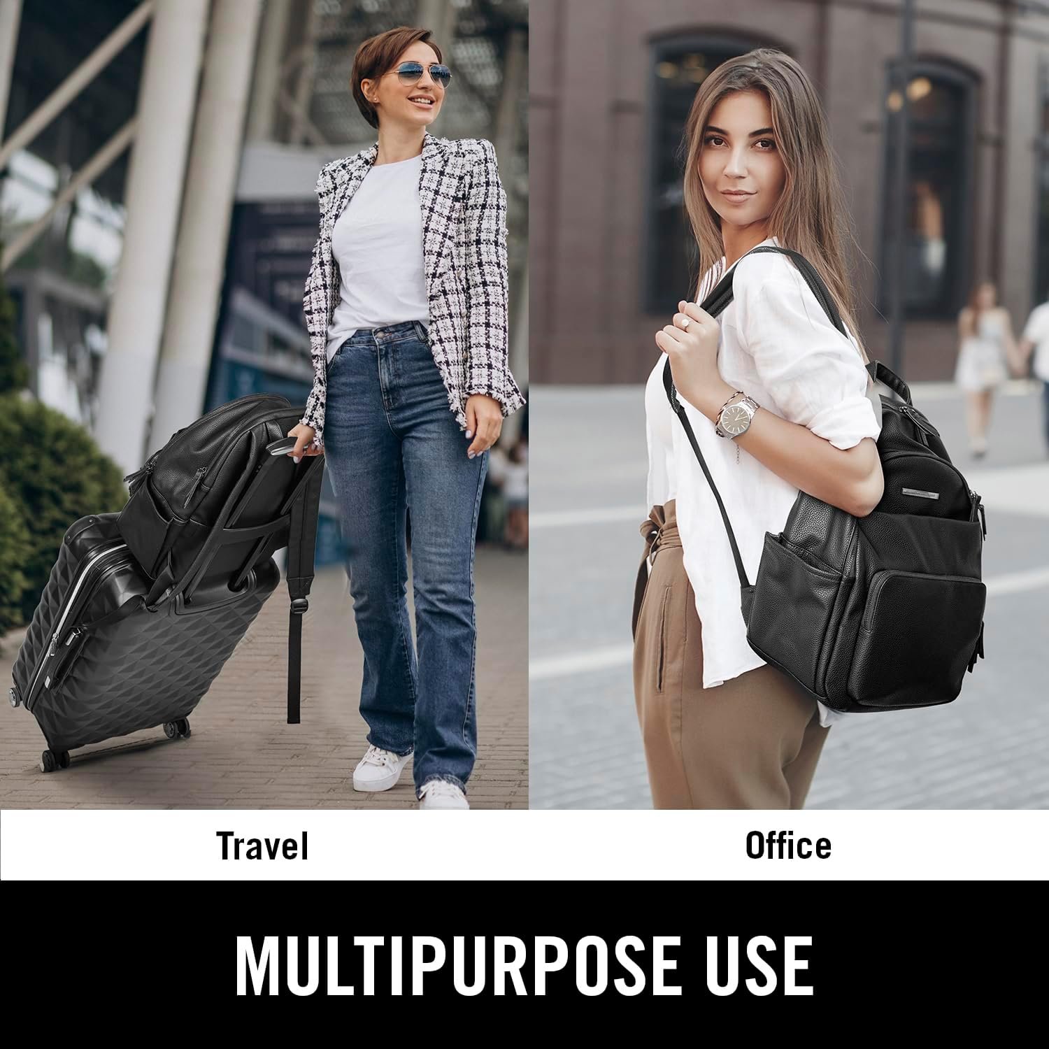 Kenneth Cole Reaction Marley Double Compartment Vegan Leather Womens 15" Laptop Fashion Backpack - Image 8