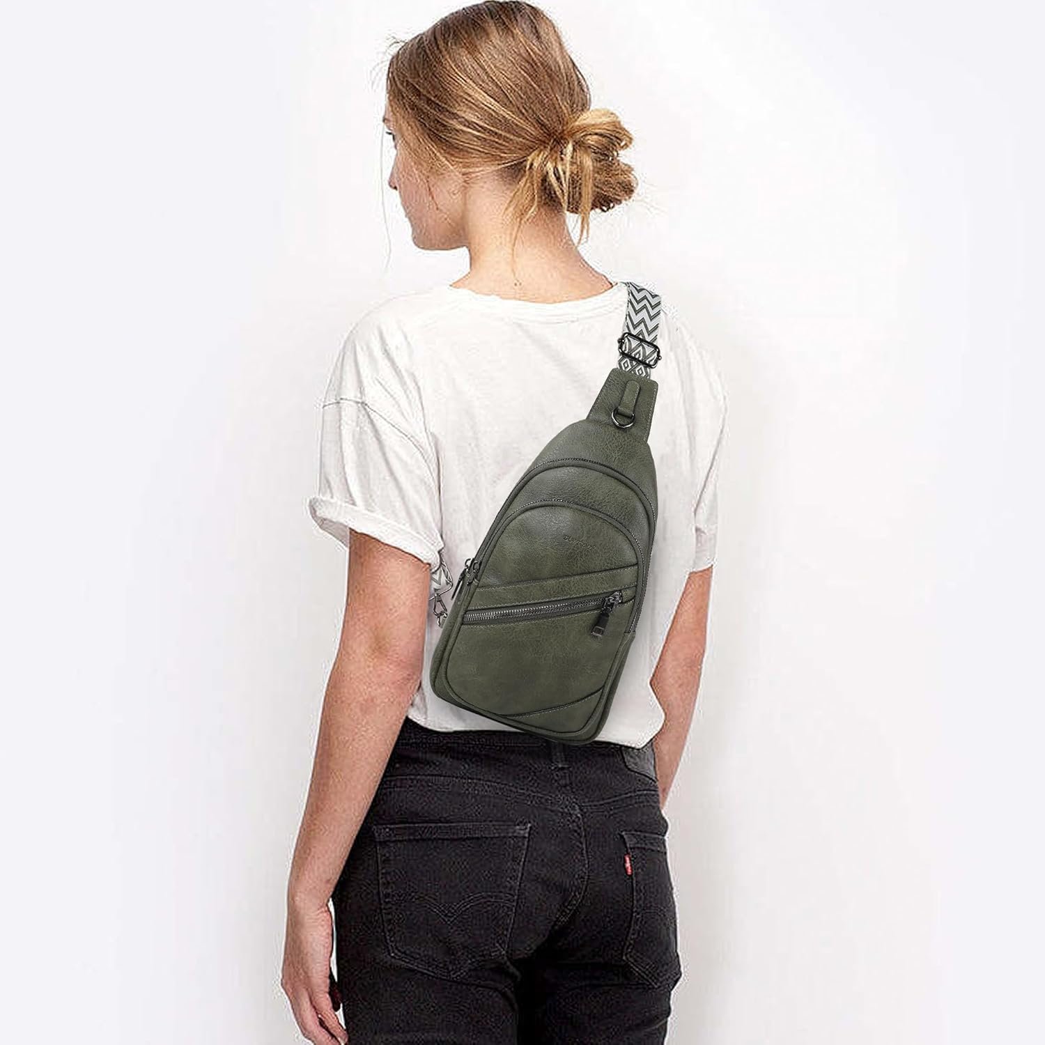 TANTOMI Sling Bag Crossbody Bags for Women Leather Cross Body Bag Trendy Fanny Pack Chest Travel Purse with Adjustable Strap - Image 7