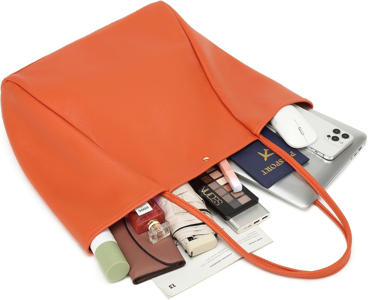 Dreubea Large Leather Tote Bag for Women - Big Work Bag, Spacious Minimalist Handbag, Tote Handbag for Office - Image 4