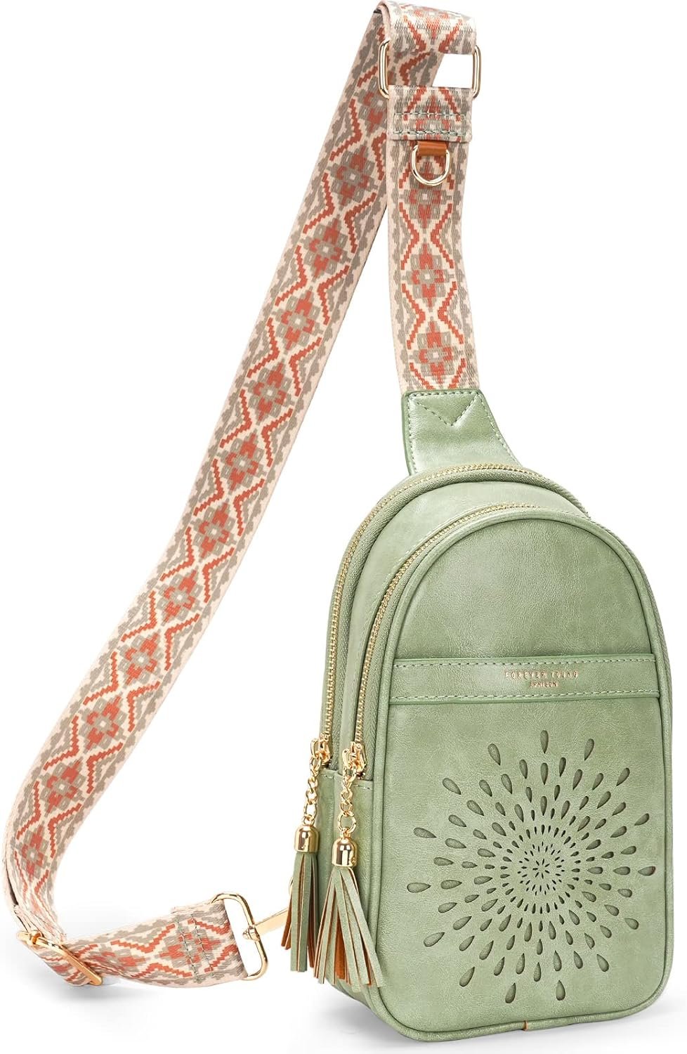 APHISON Small Sling Bag Fanny Packs Cell Phone Purse Vegan Leather Crossbody Bags for Women Chest Bag with Adjustable Strap Green