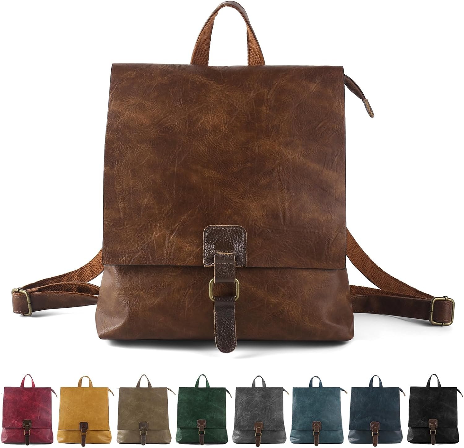 Women's Fashion Backpack Purse Multipurpose Design Convertible Satchel Handbags Shoulder Bag Travel bag (Brown)