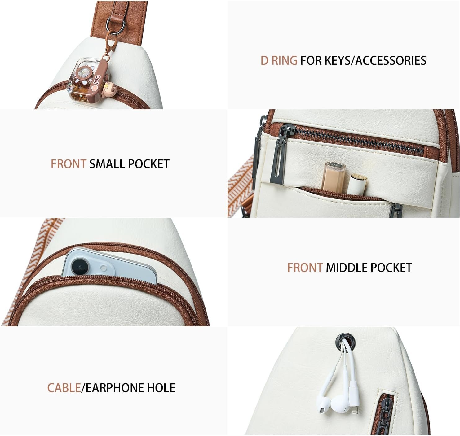 7L Sling Bag for Women Crossbody Bag Sling Purse Fanny Packs Vegan Leather Chest Bag Trendy Handbag Travel Anti Theft - Image 6