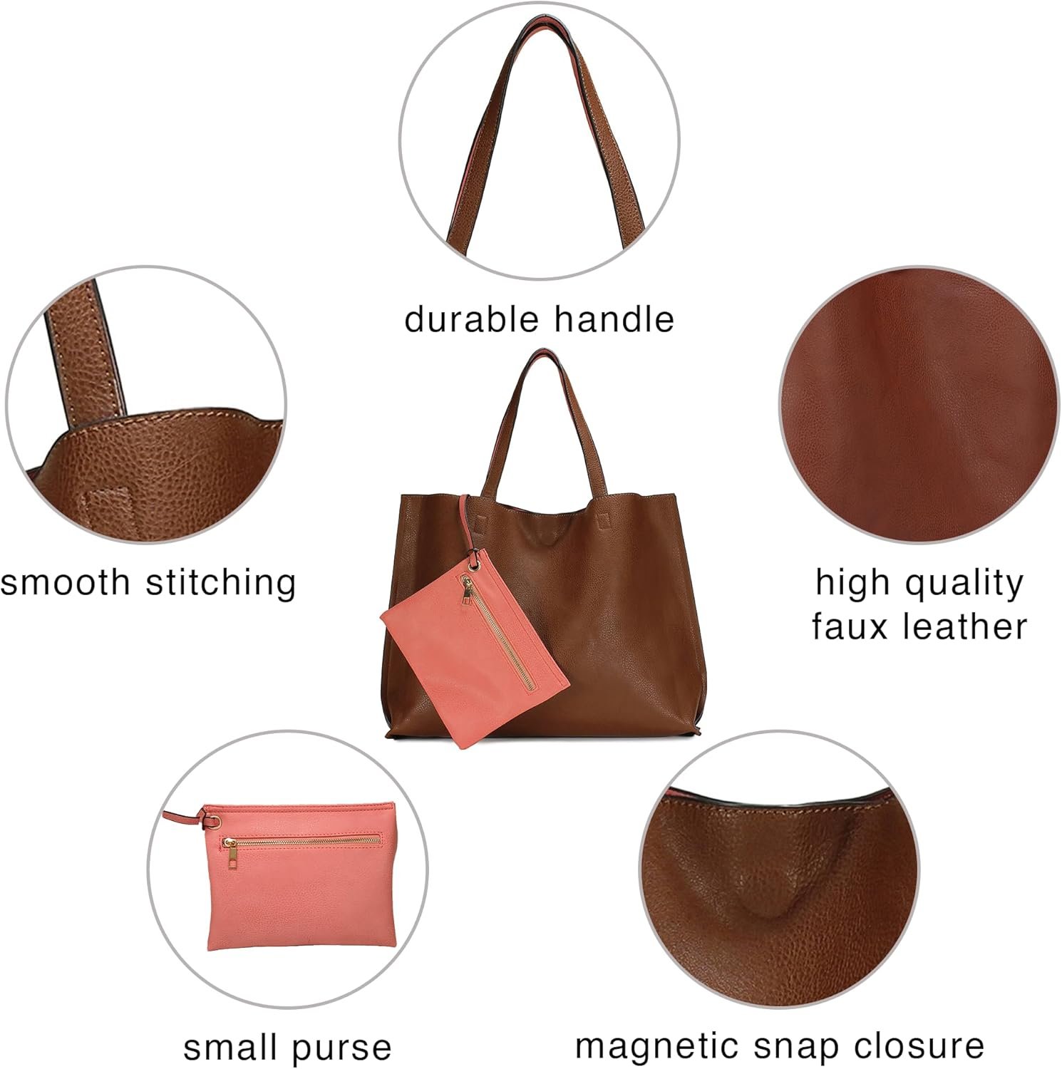 Stylish Reversible Tote Handbag H1842 - Image 6