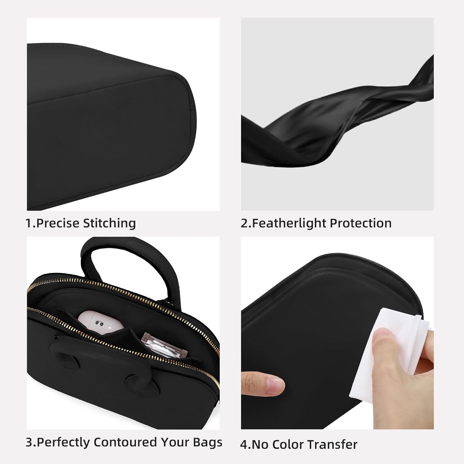DGAZ Silk Purse Organizer Insert Fits Bolide 1923mini/25/27/31/35,Silky Smooth Bag Organizer,Luxury Handbag & Tote Shaper(Black,Bolide25) - Image 3