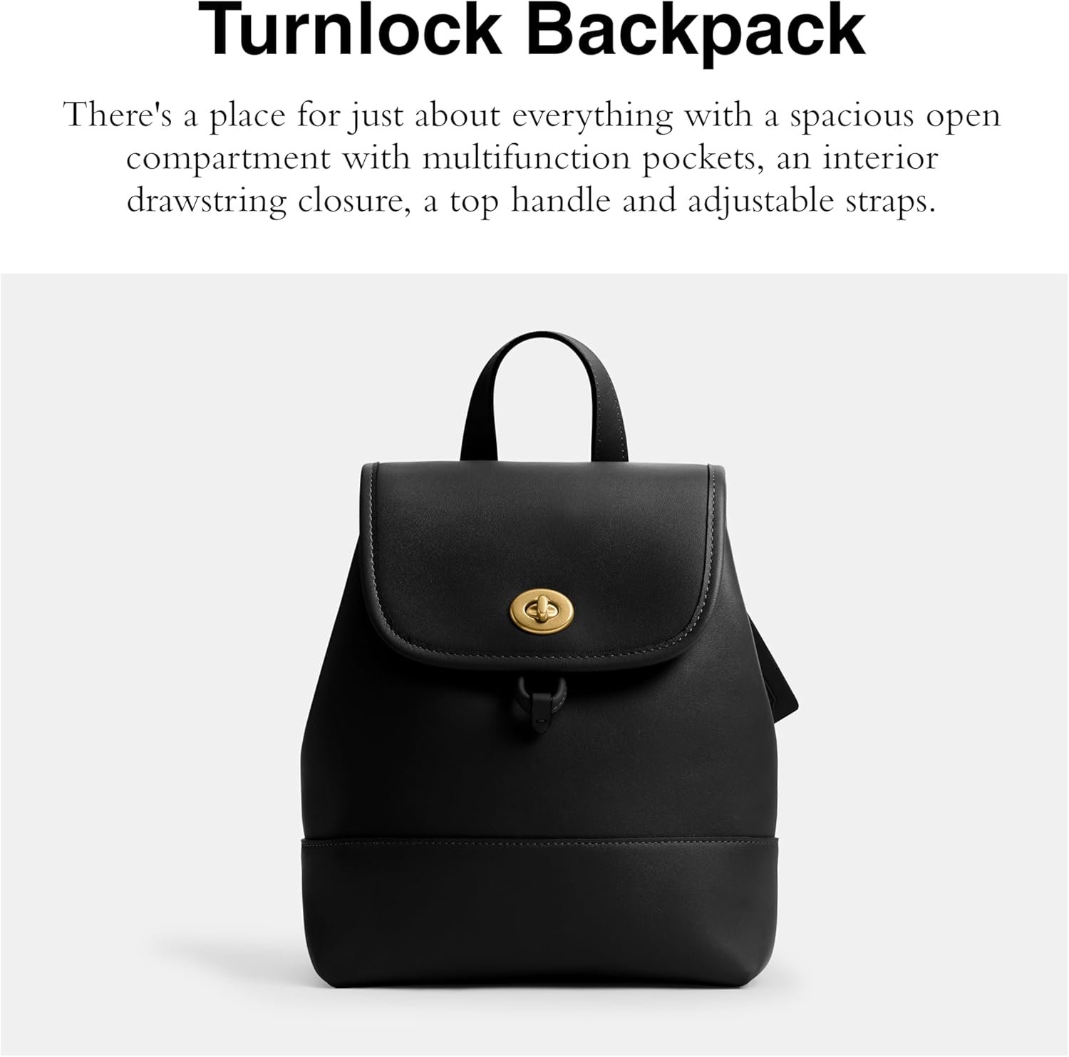 COACH Women's Turnlock Backpack Black One Size - Image 2