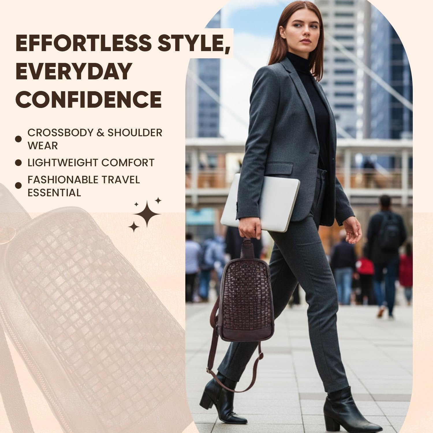 Genuine Leather Crossbody Shoulder Bag – Premium Unisex Everyday Bag with Adjustable Strap, Compact Yet Spacious for Travel, Work & Daily Use – Brown - Image 4