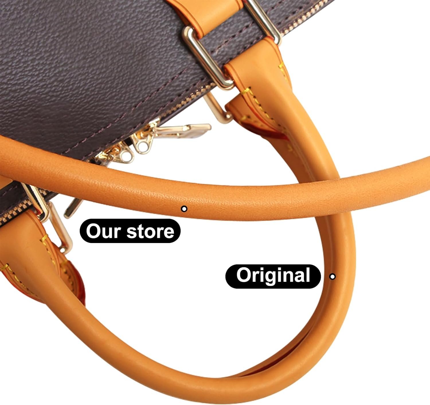 jiesinlov 27.5inches Vachetta Leather Shoulder Rolled Strap Replacement,Bags Strap for Soft Lucky Speedy 25 30 Handbags (Deep Beeswax) - Image 5
