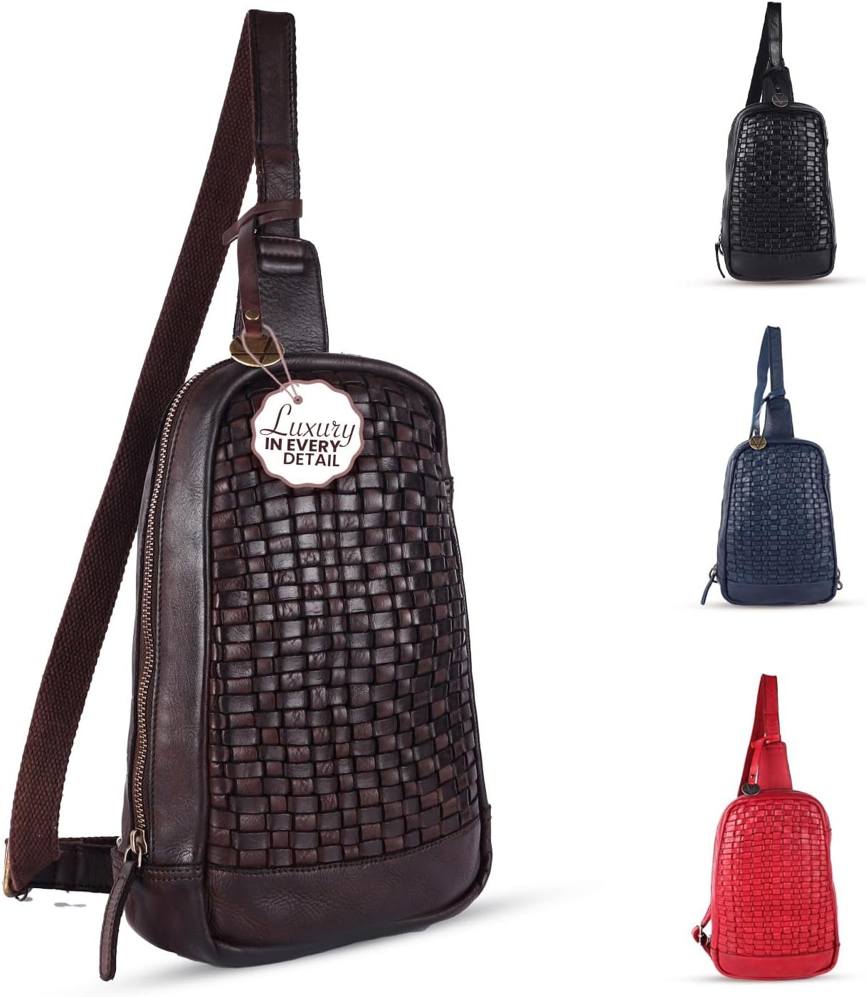 Genuine Leather Crossbody Shoulder Bag – Premium Unisex Everyday Bag with Adjustable Strap, Compact Yet Spacious for Travel, Work & Daily Use – Brown