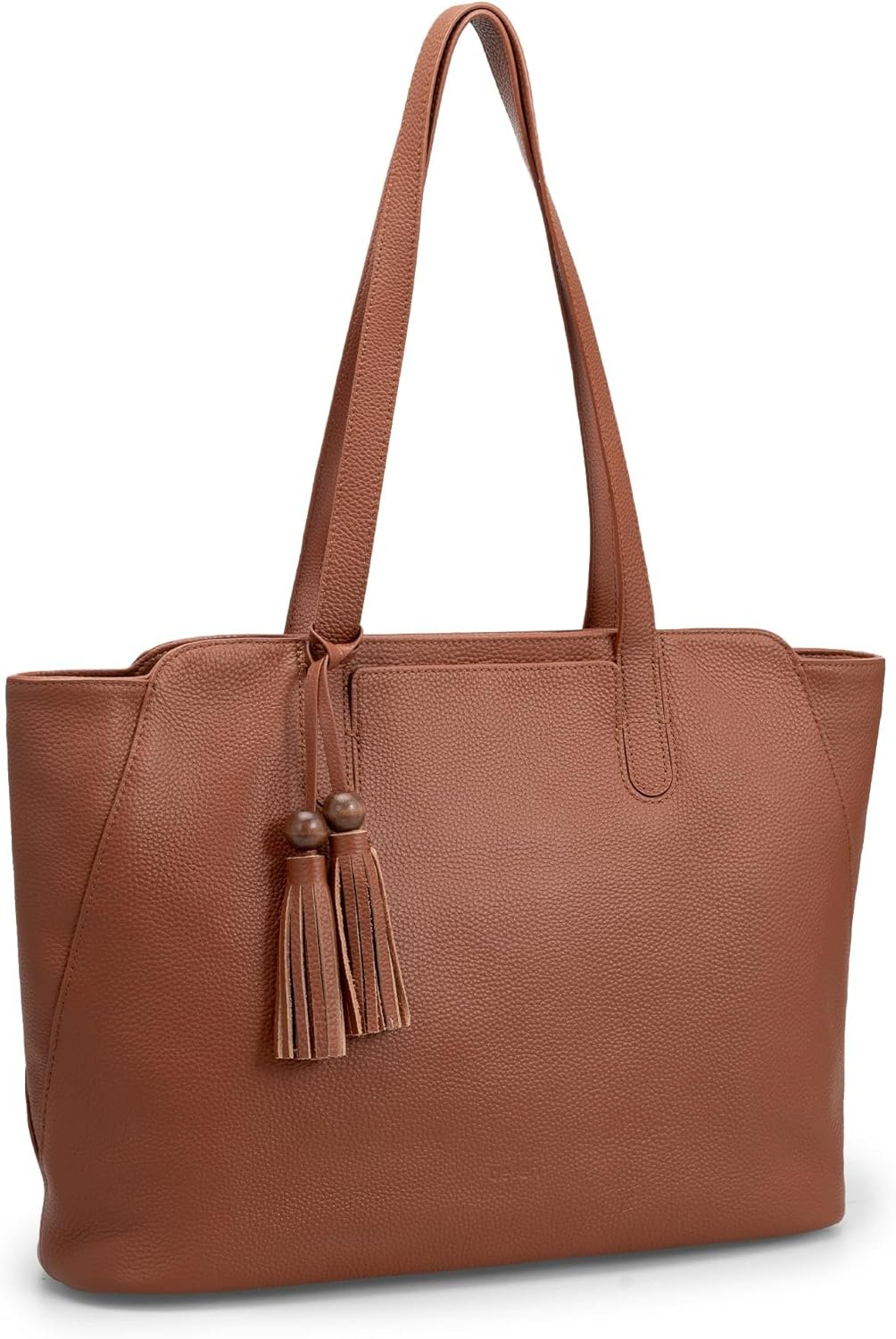 befen Genuine Leather Tote Bag for Women Work, Women's Tote Handbags Shoulder Satchel Purse with Compartments and Tassel