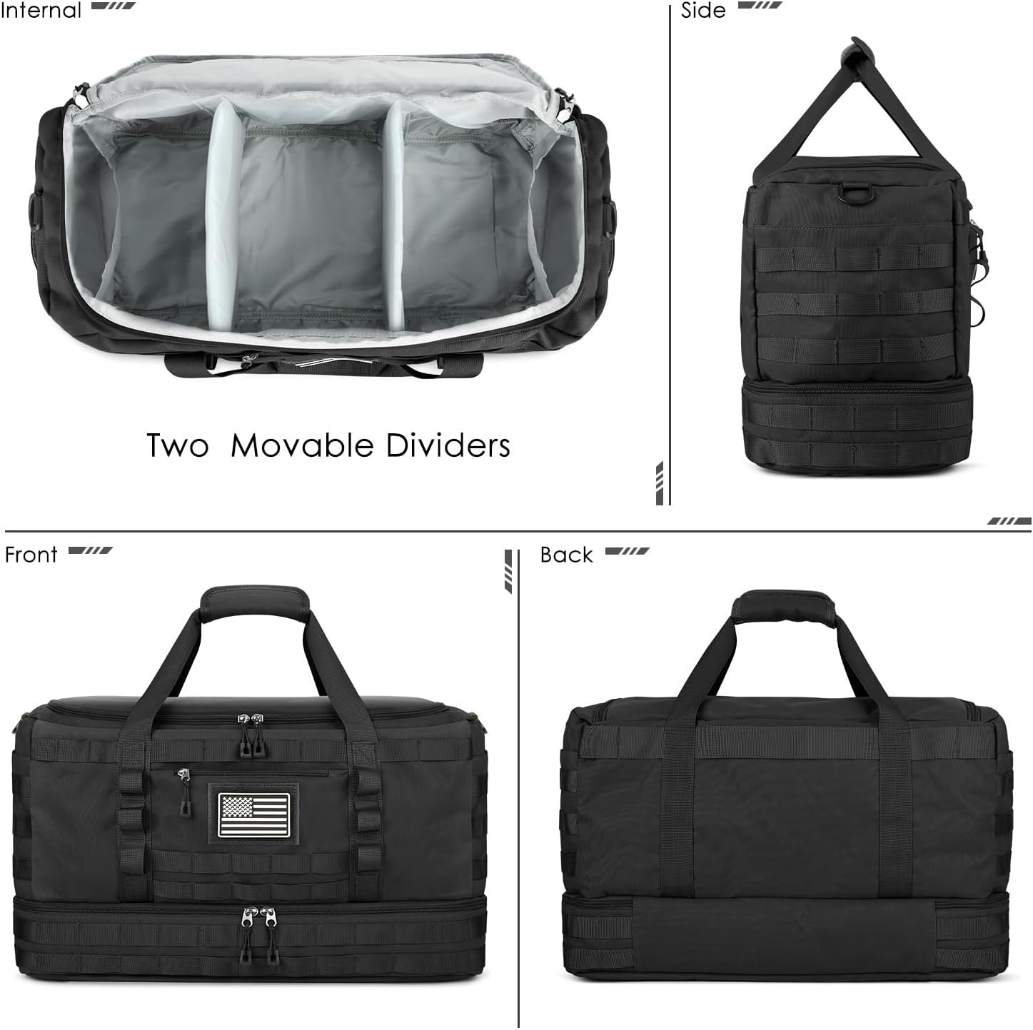 ETRONIK Gym Bag for Men Women, Carry on Luggage 22x14x9 Airline Approved, Tactical Travel Duffle Bag with Toiletry Bag and Shoe Compartment, Weekender Overnight with Wet Pocket for Workout, Black - Image 7