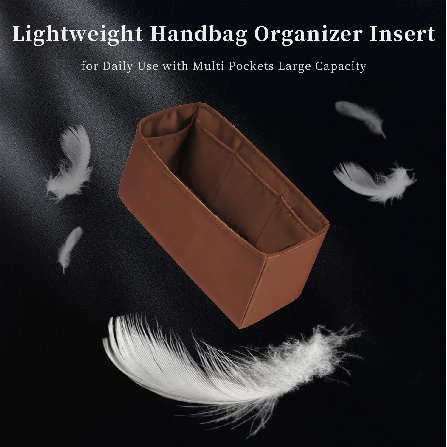 Organizer Insert for Onthego MM, Satin Purse Organizer for Luxury Bag, Lightweight and Soft Purse Dividers for Woman Handbags, Multiple Pockets with Organized Capacity (Gold, MM) - Image 4