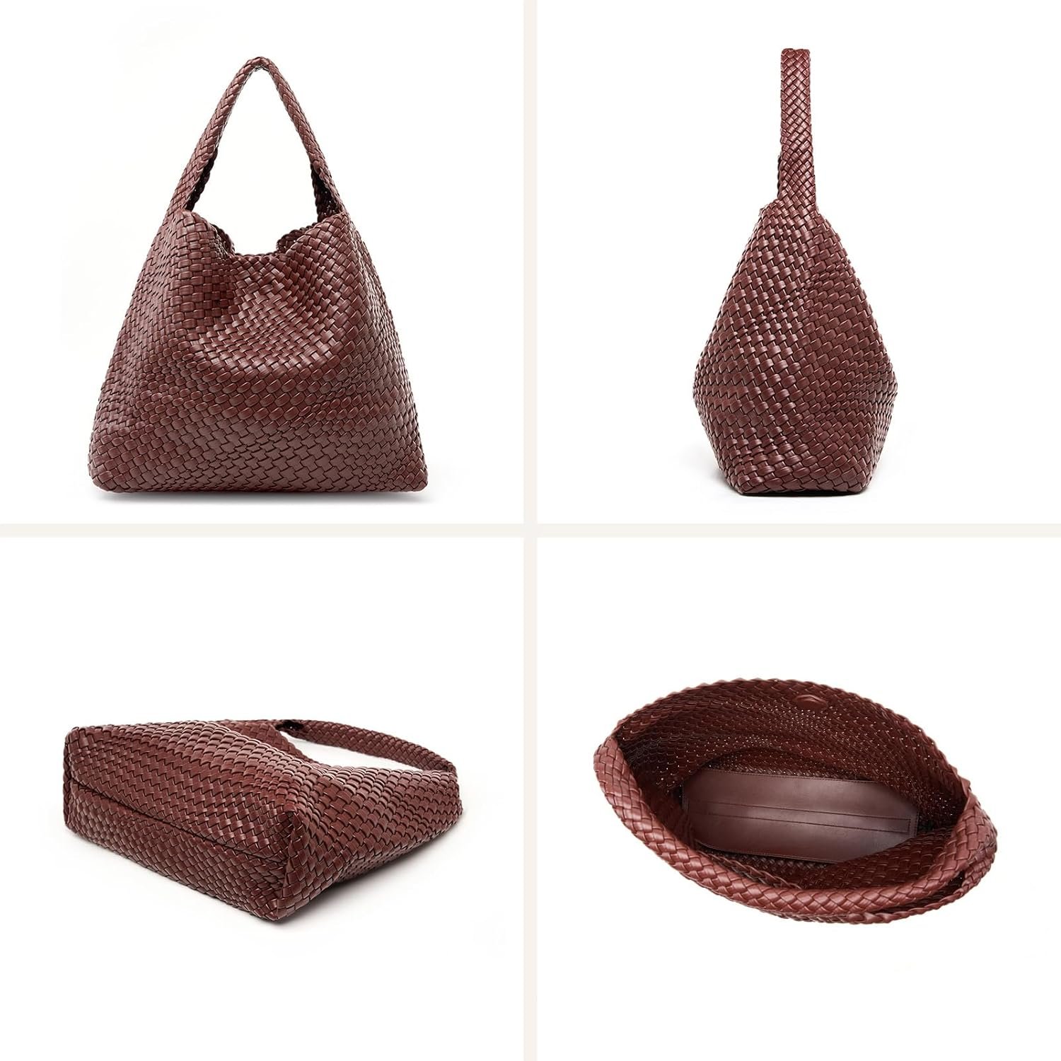 Large Woven Tote Bag for Women Weave Purse Woven Leather Handbag - Image 6