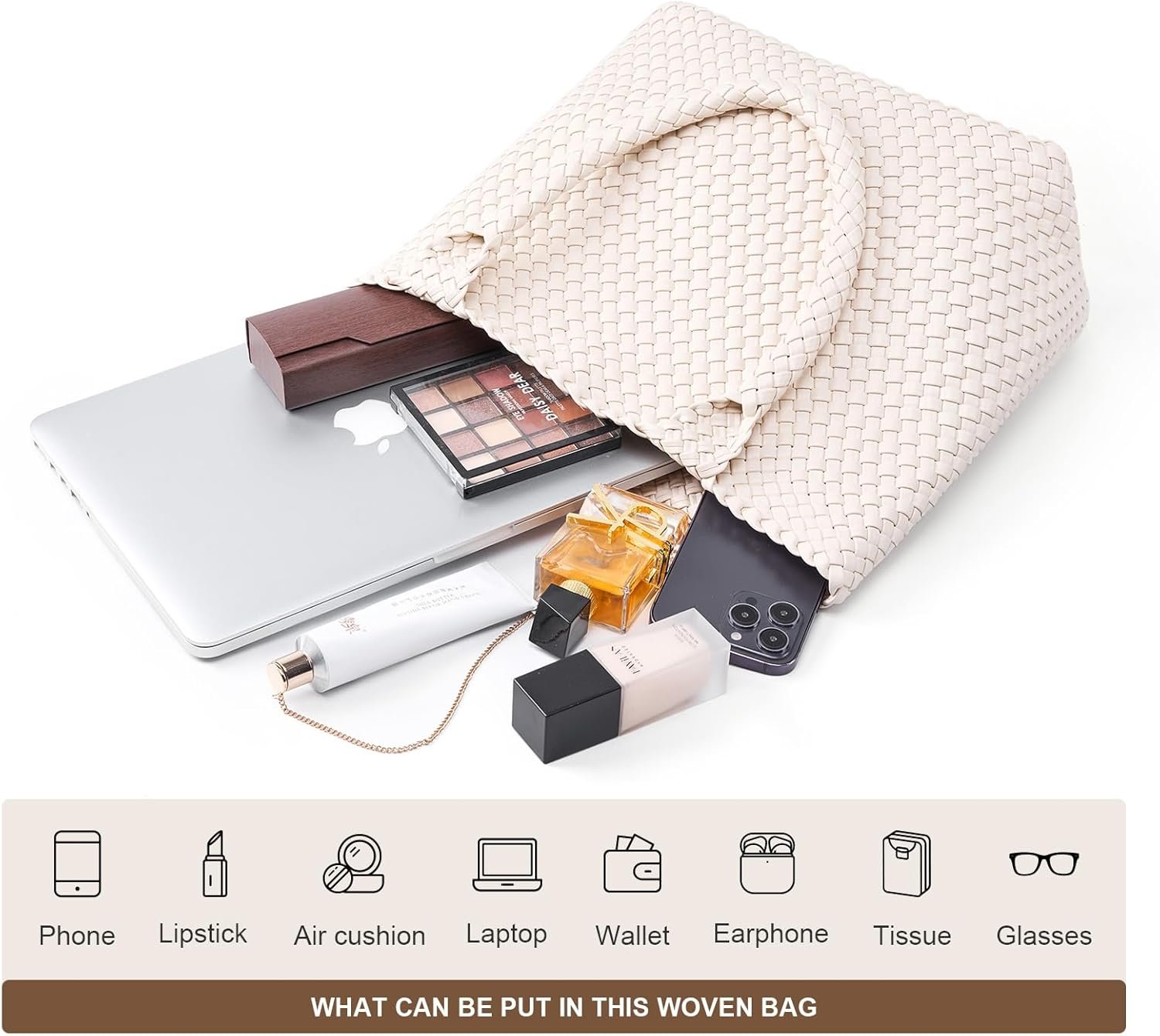 Woven Leather Handbag - Large Tote Bag for Women - Fashion Vegan Leather Tote - Image 3