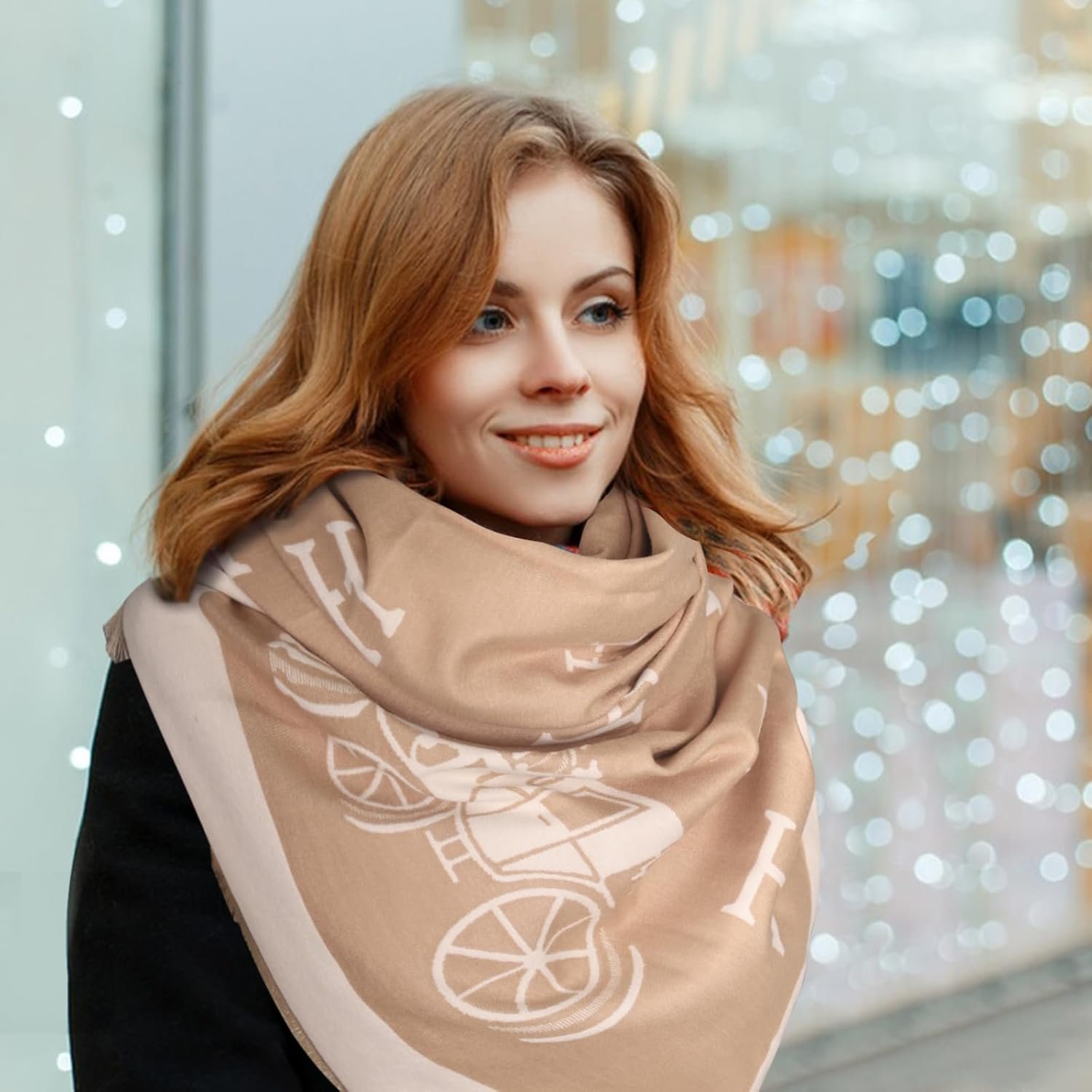 EXTREE Scarfs for Women Pashmina Silky Shawl Wrap for Evening Dressing Blanket Open Front Poncho Cape - Image 4