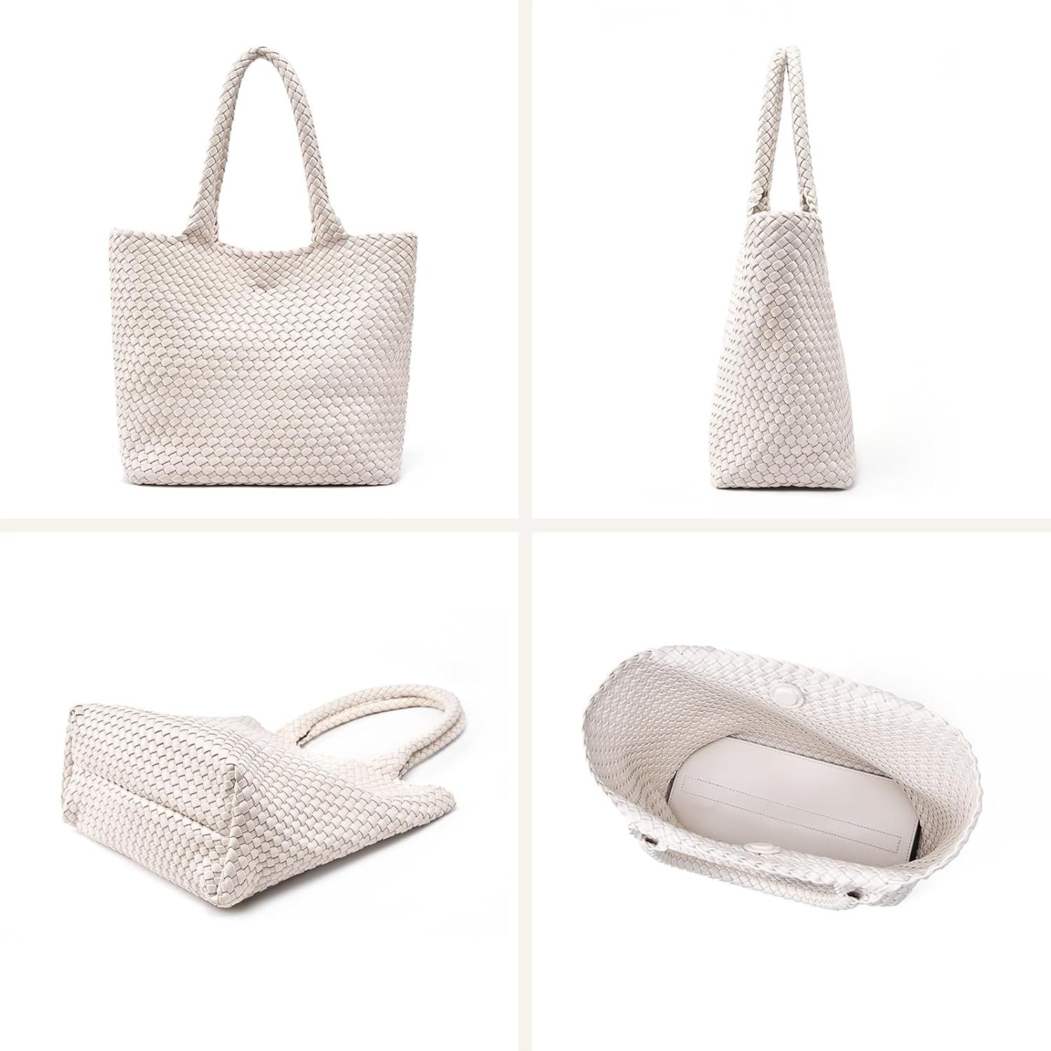 Woven Leather Handbag - Large Tote Bag for Women - Fashion Vegan Leather Tote - Image 6