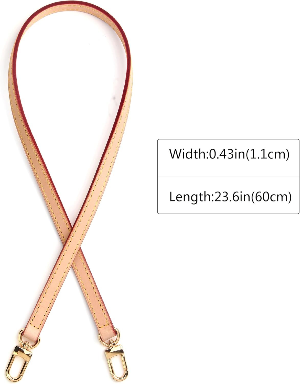 jiesinlov Genuine Vachetta Leather Replacement Bags Thin Short Purse Strap Shoulder Straps for Multi Pochette Boulogne Pouchette Montaigne Accessories (Width:0.43in&Length:23.6in) - Image 3