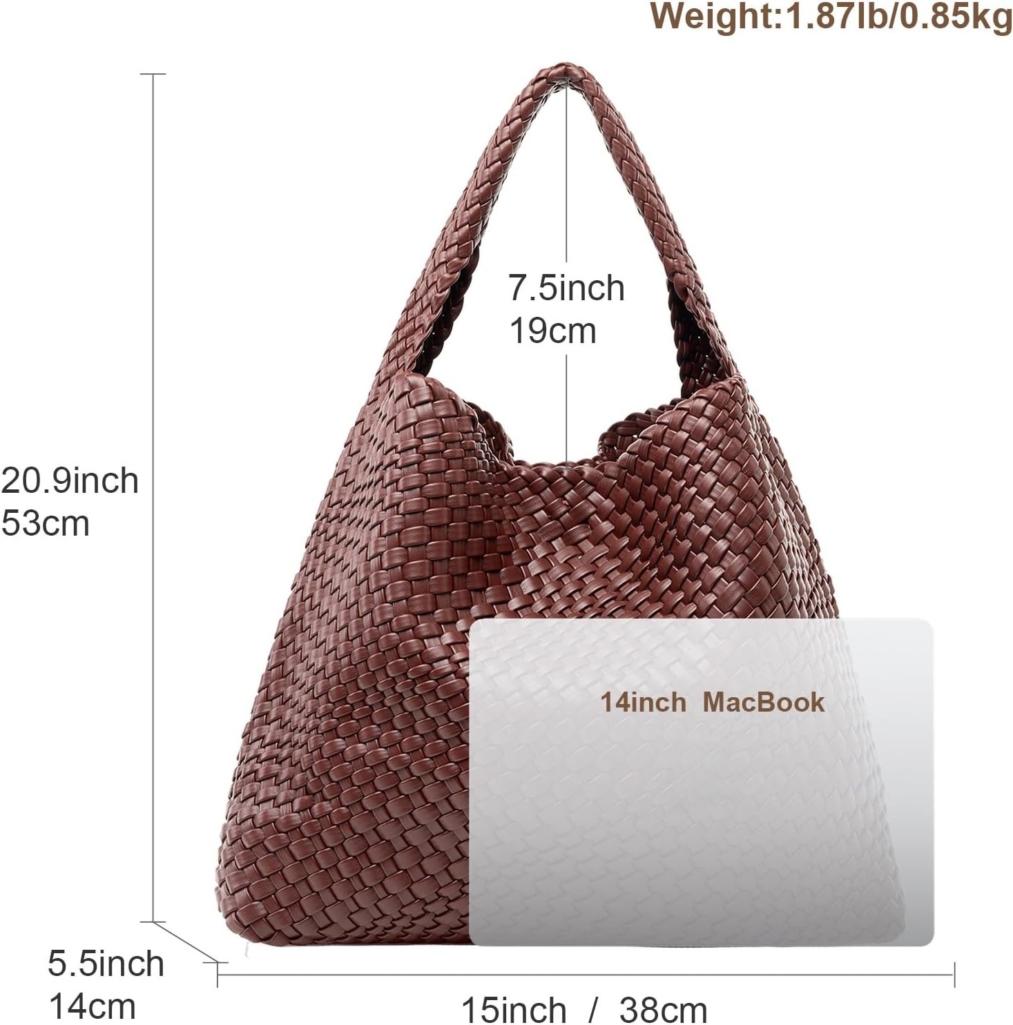 Large Woven Tote Bag for Women Weave Purse Woven Leather Handbag - Image 5