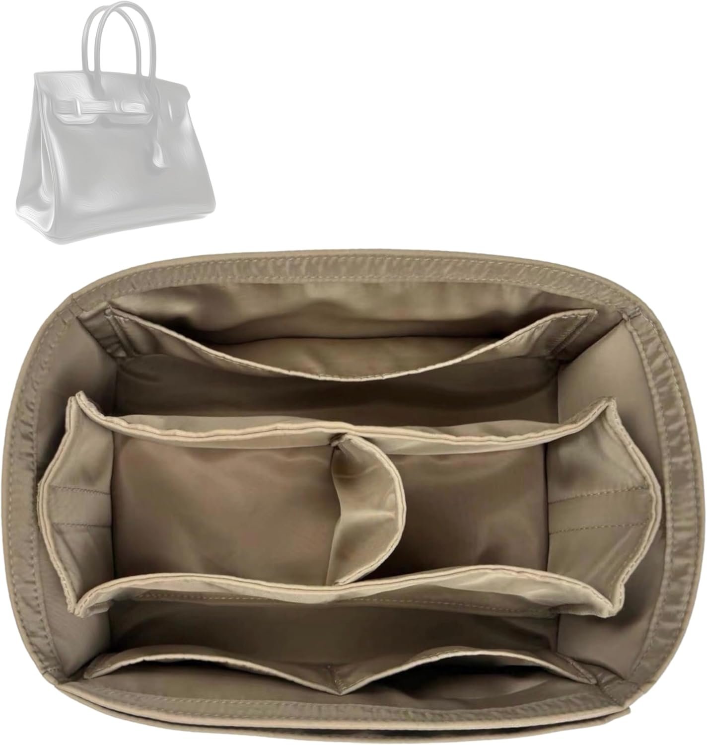 Divitize Waterproof Nylon Organizer compatible with Hermes Birkin 20/25/30/35/40/45 Organizer — Perfect Fit, 24+ Shades, Premium Quality, Extra Storage & Support (Taupe, BK35)
