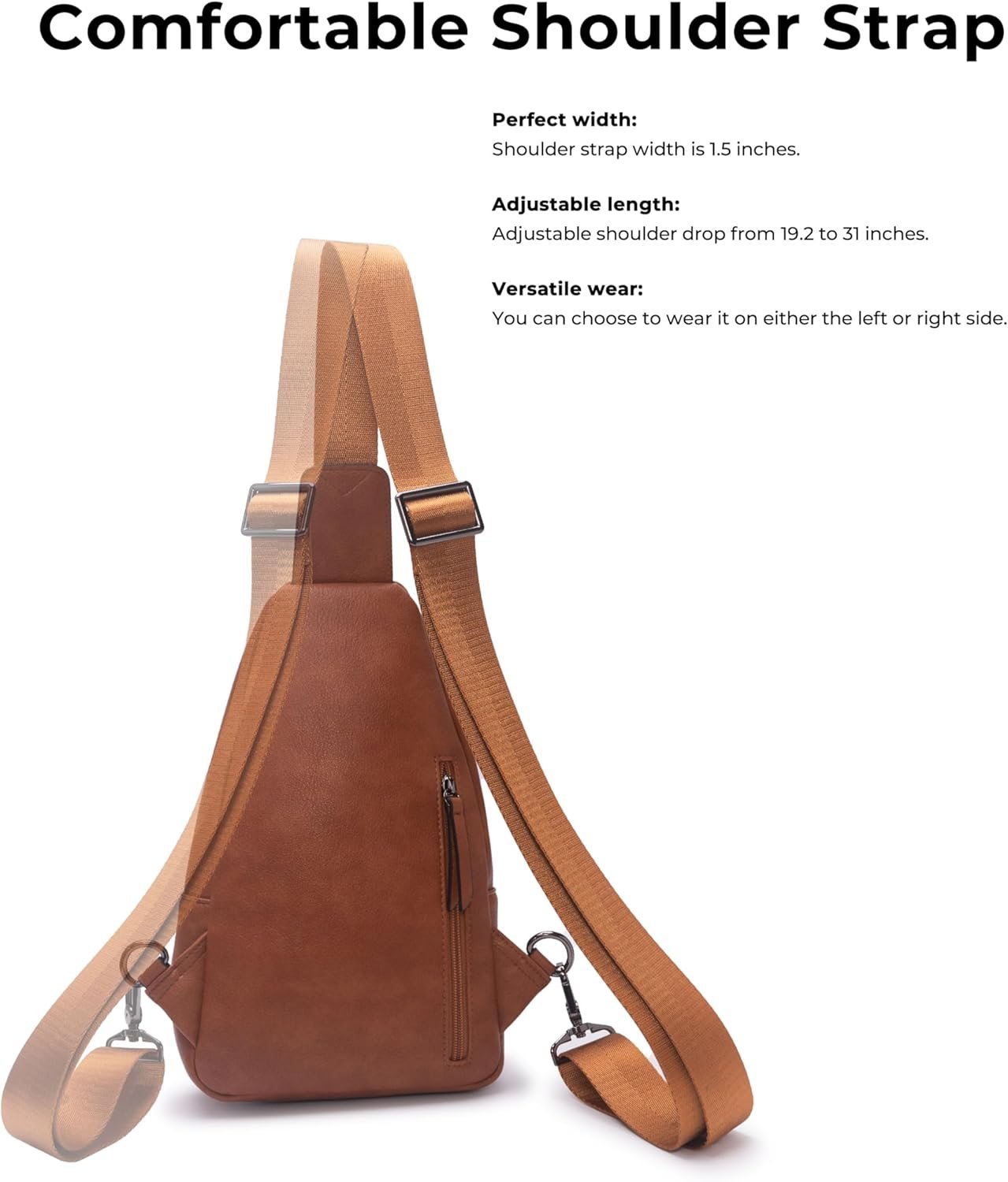 Alldaily Large Sling Bag for Women Crossbody Purse Leather Fashionable Trendy Chest Bag for Travel, Fanny Pack (Brown) - Image 4