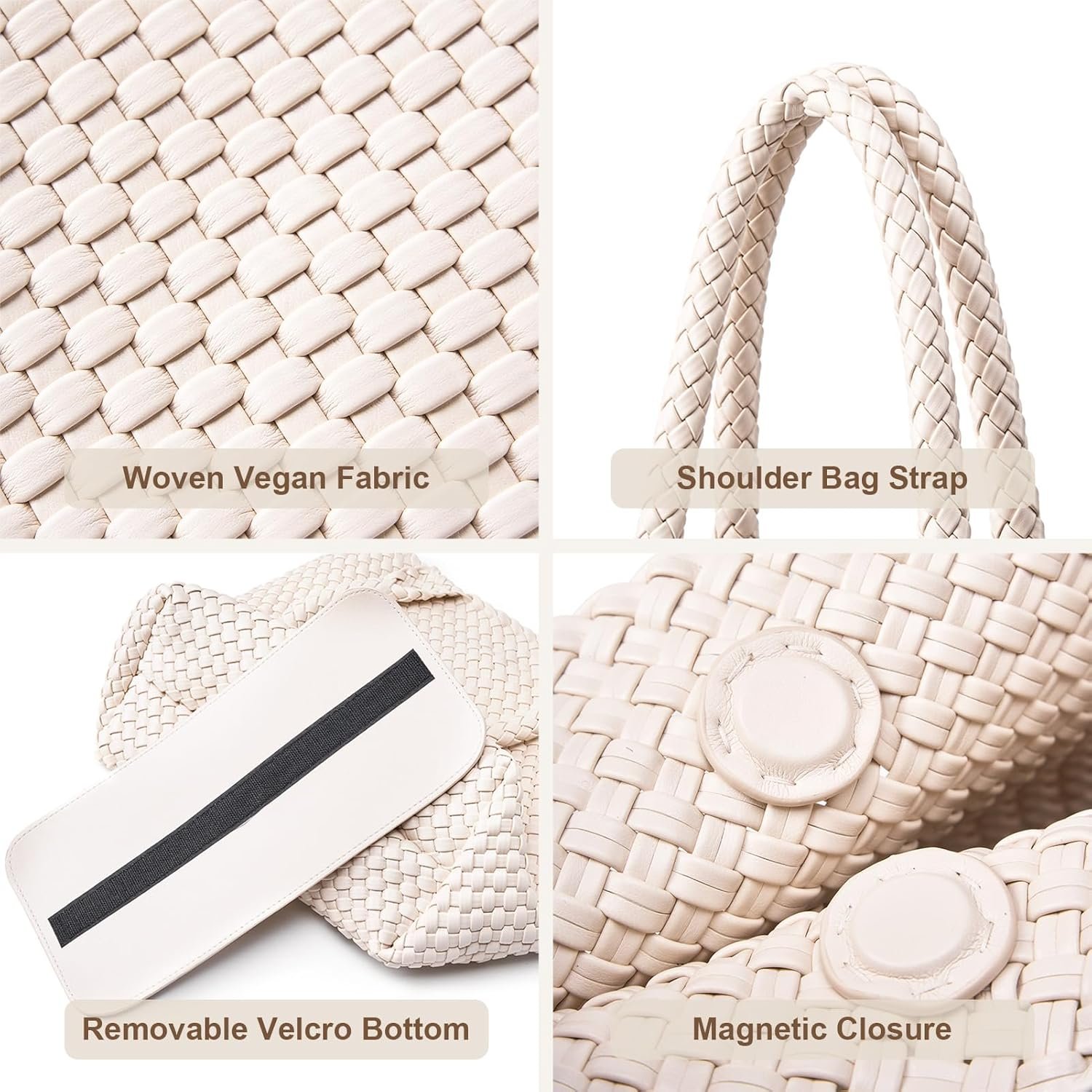 Woven Leather Handbag - Large Tote Bag for Women - Fashion Vegan Leather Tote - Image 4