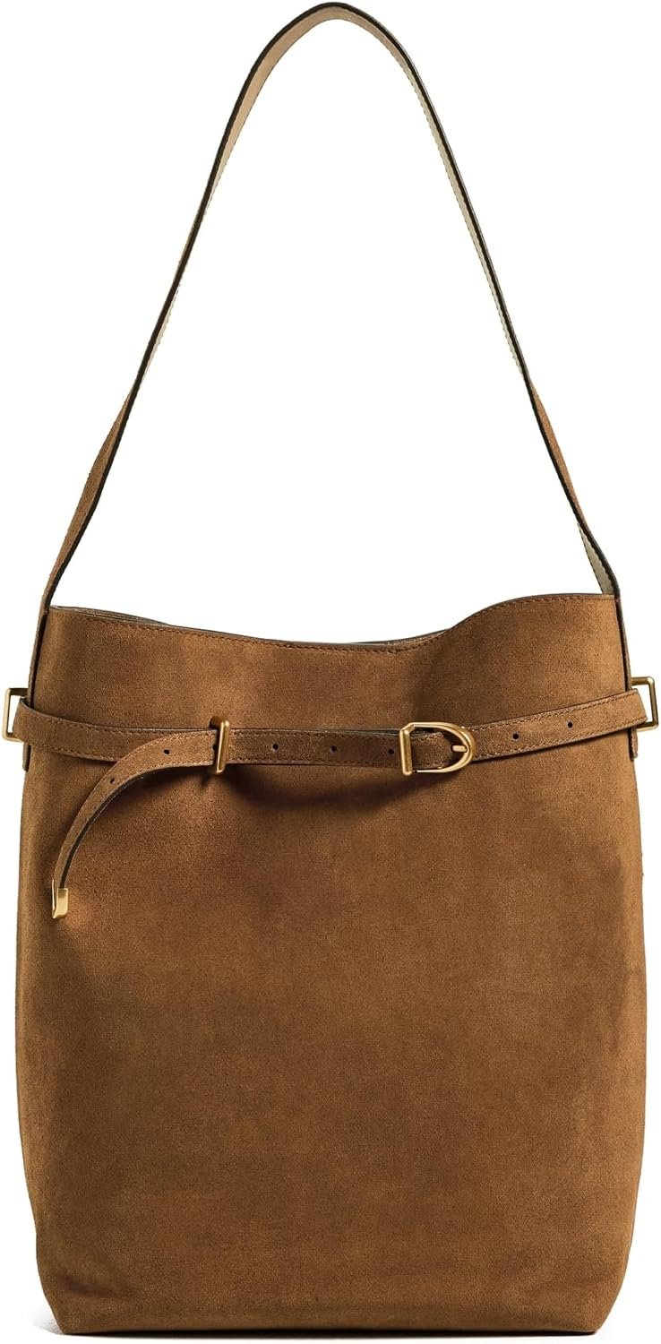 Madewell Women's The Essential Belted Bucket Tote In Suede