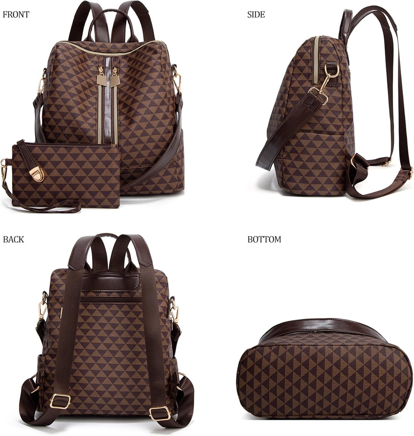 Makes Backpack Purse for Women PU Leather Travel Satchel Handbag Convertible Design Bag with Purse 2 Piece - Image 4