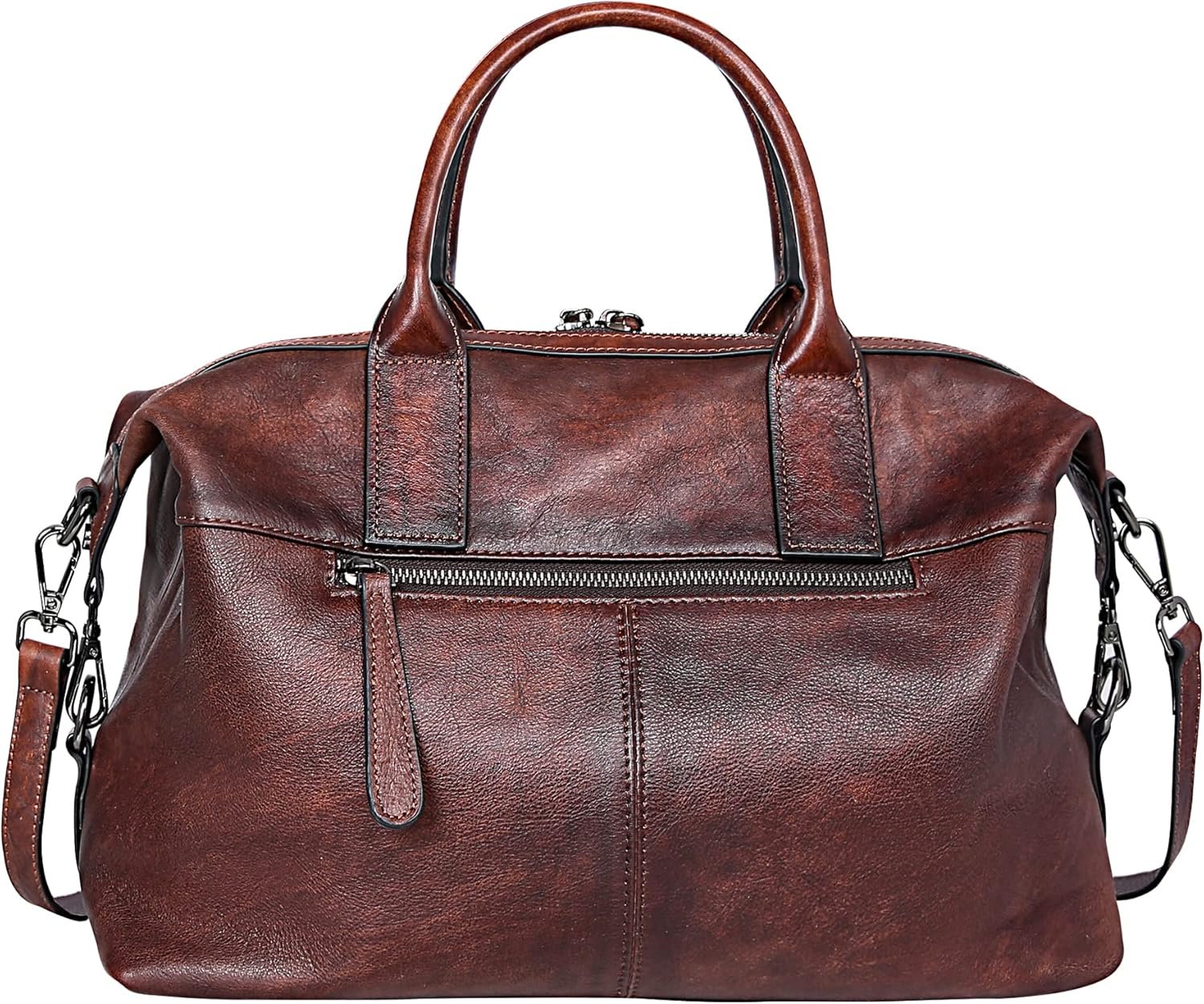 Iswee Genuine Leather Satchel Tote Bag Top Handle Handbag Designer Shoulder Bag Large Capacity Cross Body Bag - Image 4