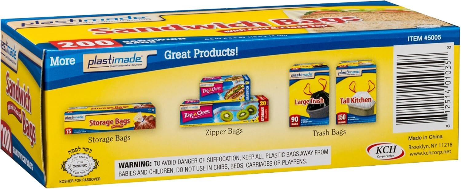Sandwich Bags With Fold & Close Top (6.5 in X 5.5) in 200 Count Pack of 4 - Image 5