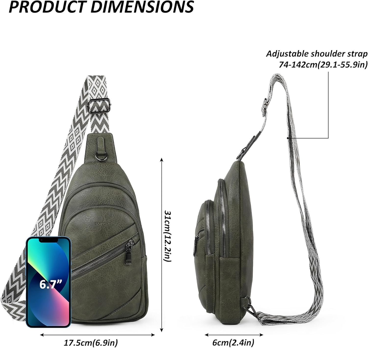 TANTOMI Sling Bag Crossbody Bags for Women Leather Cross Body Bag Trendy Fanny Pack Chest Travel Purse with Adjustable Strap - Image 3