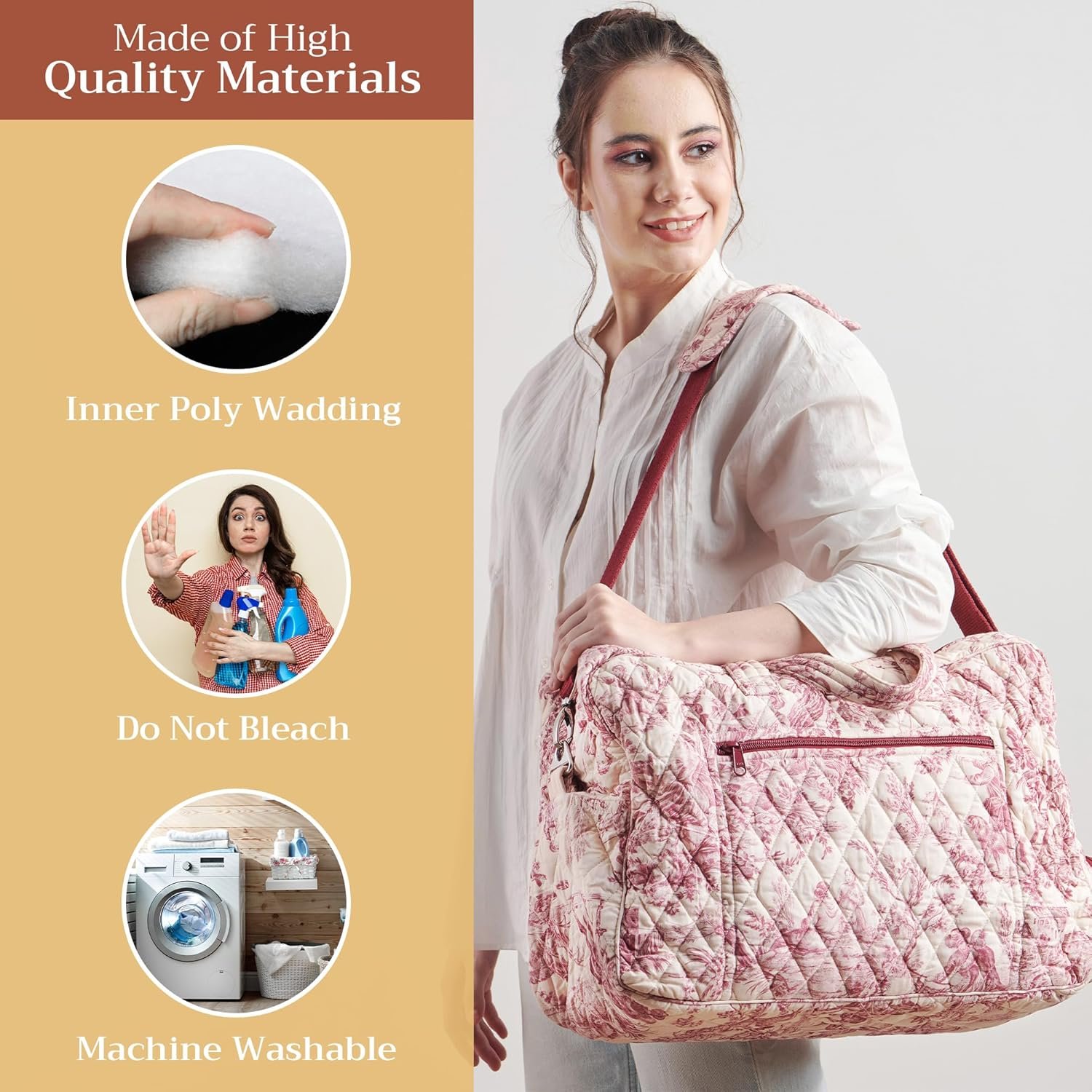 Maison d' Hermine Weekender Bags for Women Cotton Quilted Duffel Overnight Luggage Weekend Bag for Men Gym Gifts Travel - Image 3