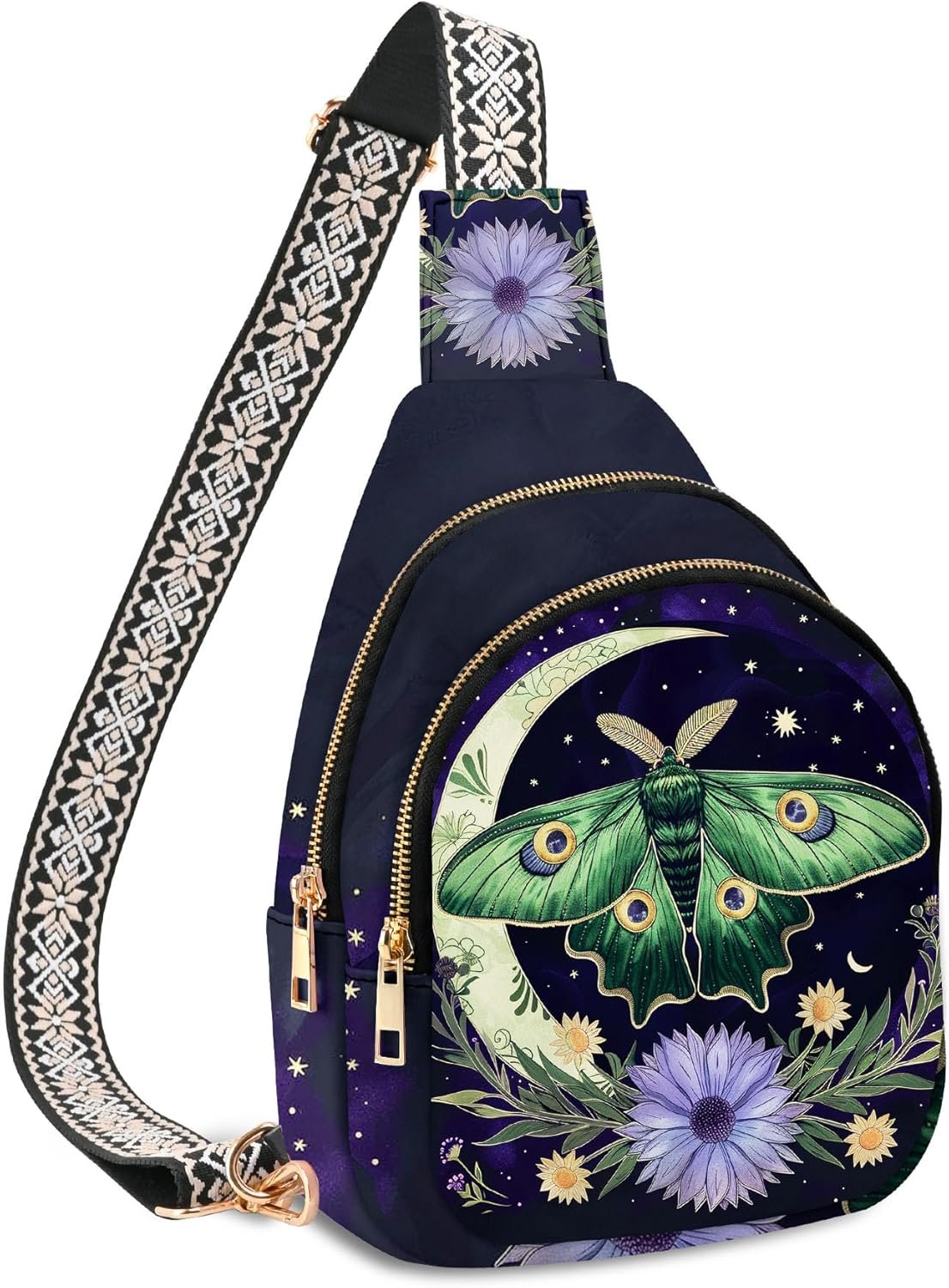 Small Leather Sling Bag for Women Crossbody Fanny Pack Travel Casual Chest Bag with Adjustable Strap