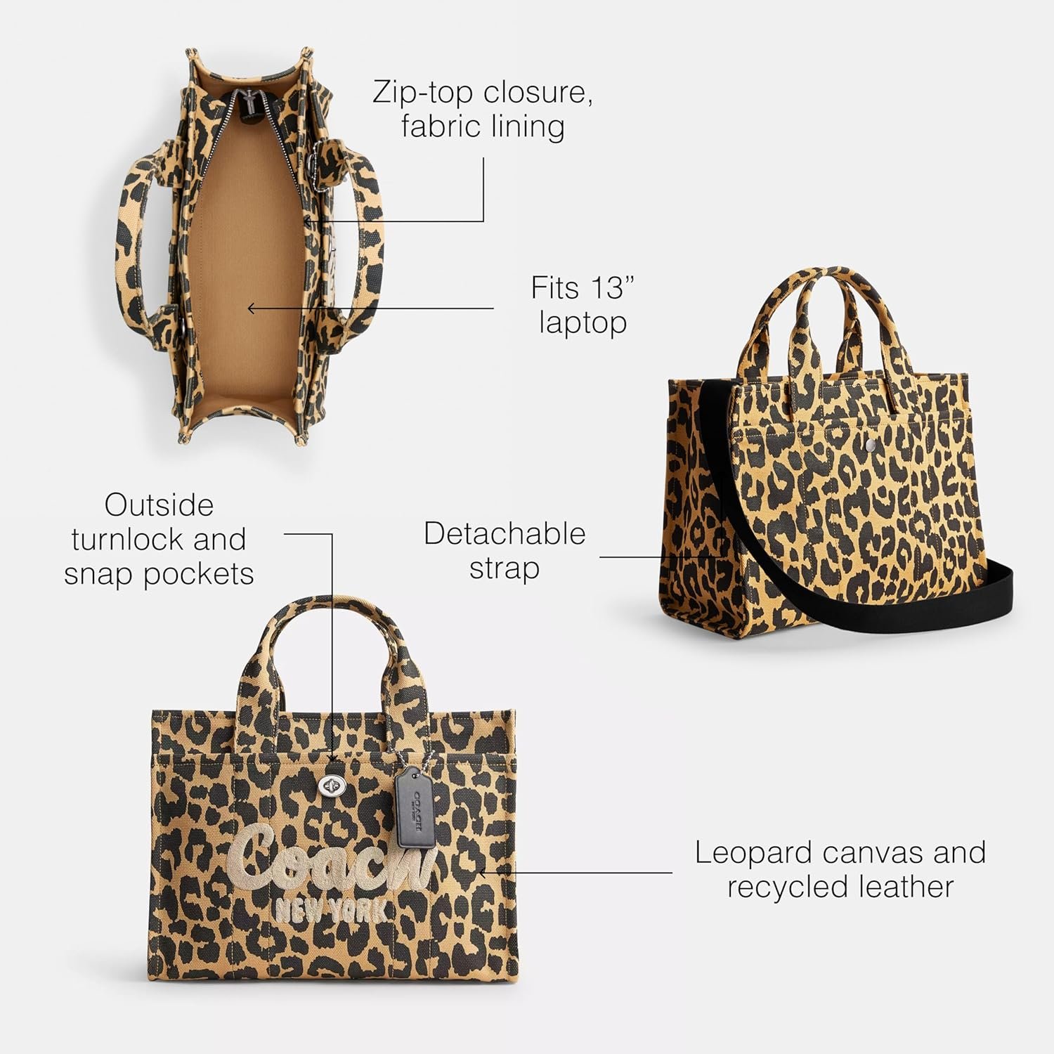 Coach Cargo Tote Bag with Bow Print - Image 4