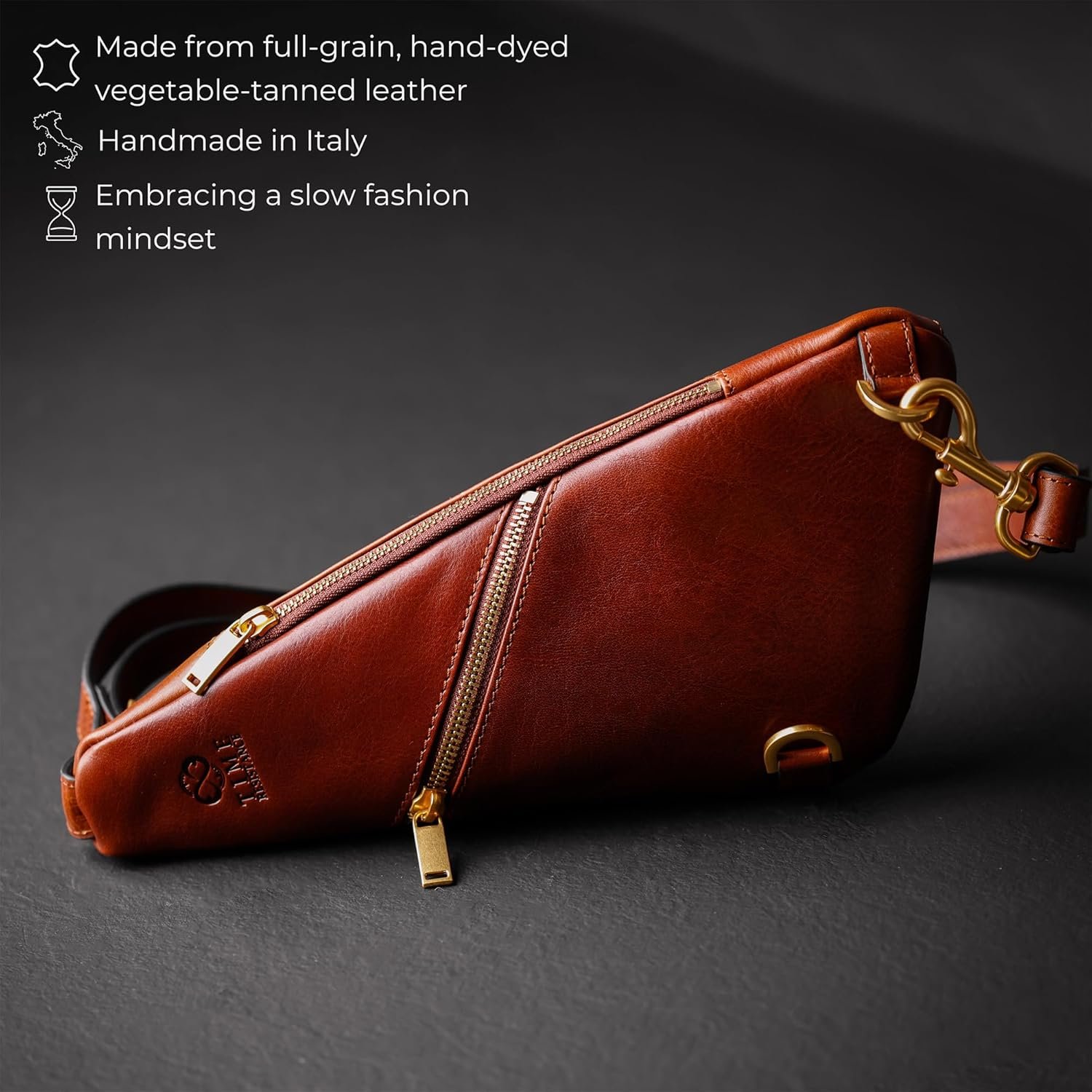Time Resistance Leather Sling Bag - Full-Grain Leather Bag - Chest Bag for Men and Women - Image 4