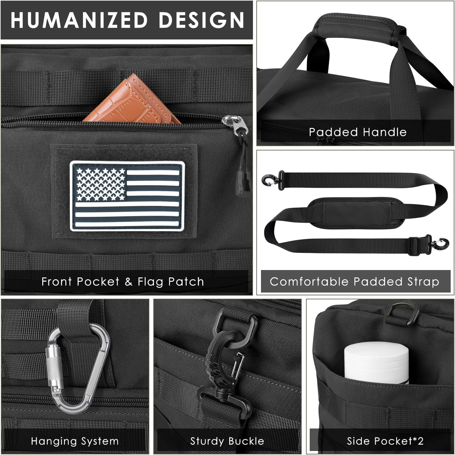 ETRONIK Gym Bag for Men Women, Carry on Luggage 22x14x9 Airline Approved, Tactical Travel Duffle Bag with Toiletry Bag and Shoe Compartment, Weekender Overnight with Wet Pocket for Workout, Black - Image 5